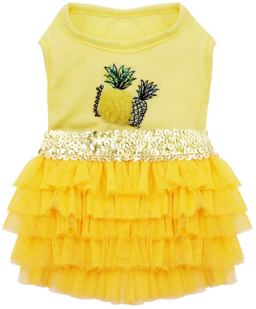 Kyeese Dog Dress Pineapple Yellow Tiered Dogs Beach Dresses