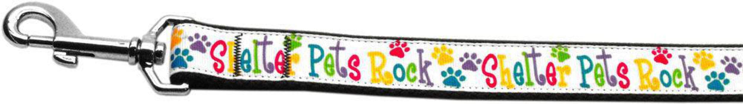 Pet Dog & Cat Nylon Collar or Leash, &quot;Shelter Pets Rock&quot; LG Collar