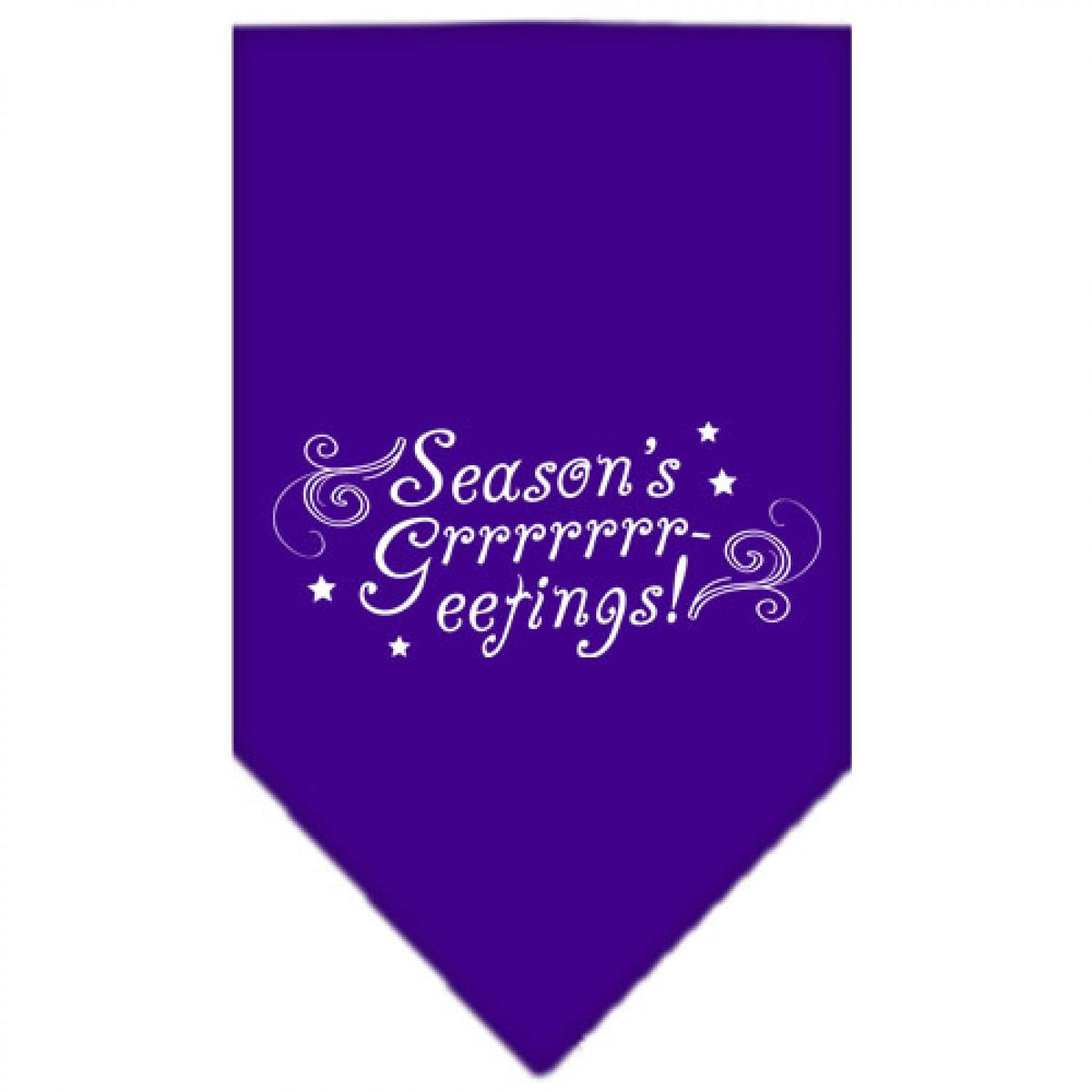 Mirage Pet Products Seasons Greetings Screen Print Bandana for Pets, Small, Purple