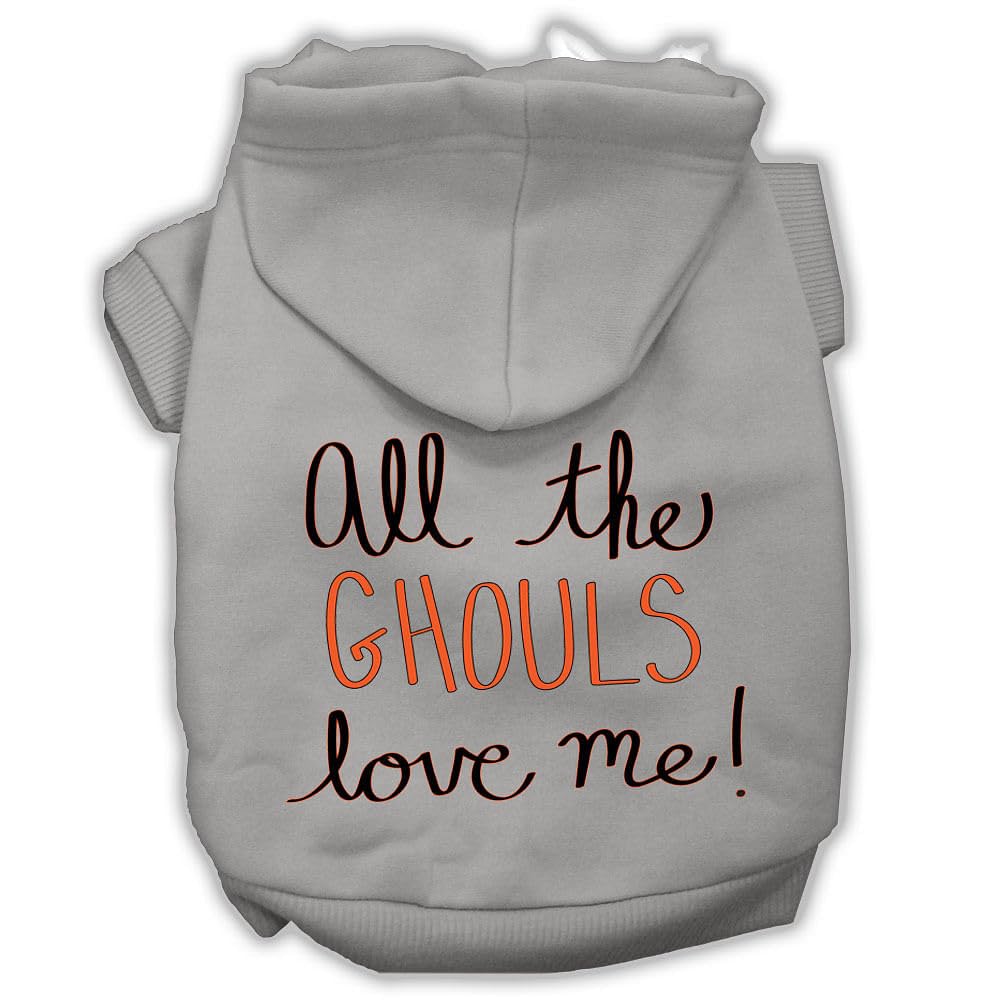 All The Ghouls Screenprint Dog Hoodie Grey L 14
