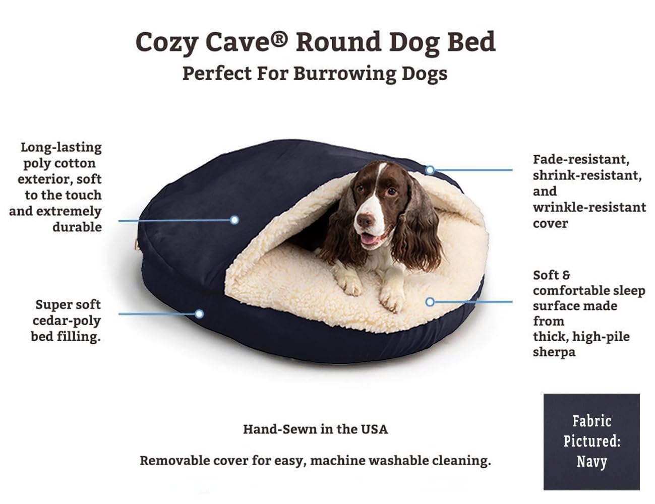Snoozer Classic Poly-Cotton Cozy Cave Pet Bed, Large, Red.