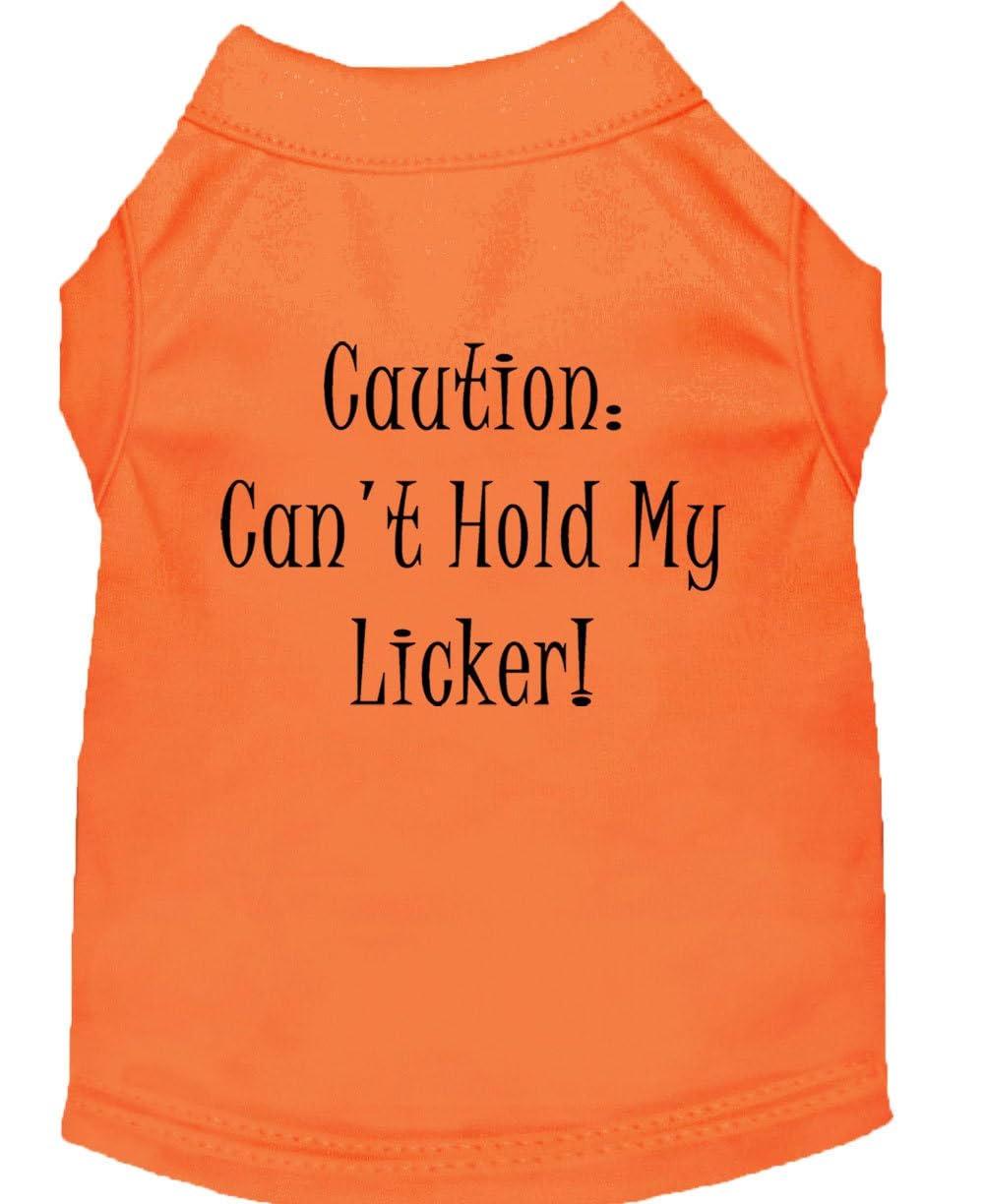 Pet Dog & Cat Shirt Screen Printed, 'Can'T Hold My Licker' Orange Xs (0-3 Lbs.)