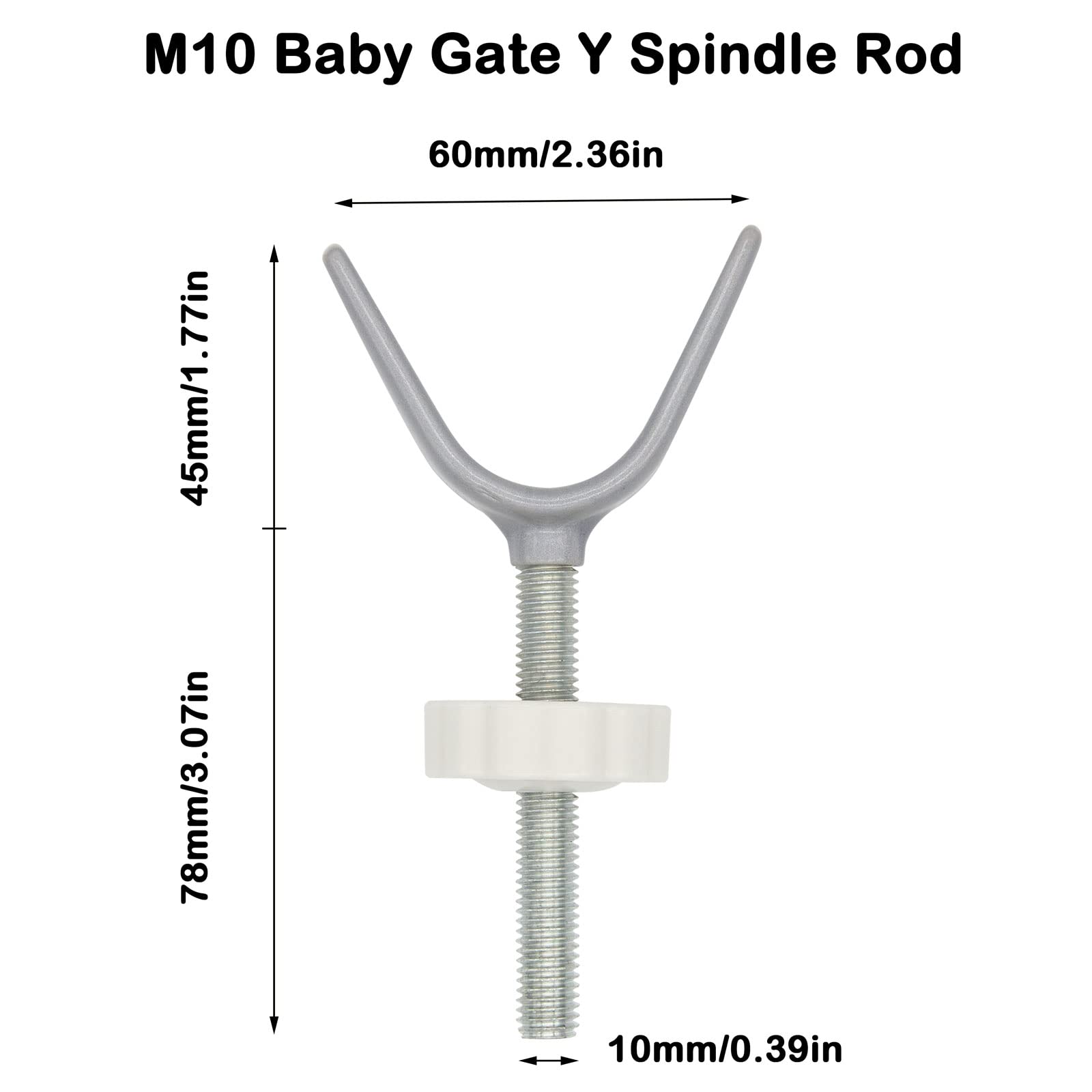 2 Pack Baby Gate Y Spindle Rod M10 (10mm) Stair Banister Baby Gate Adaptors, Replacement Bolt Part for Baby & Pet Pressure Mount