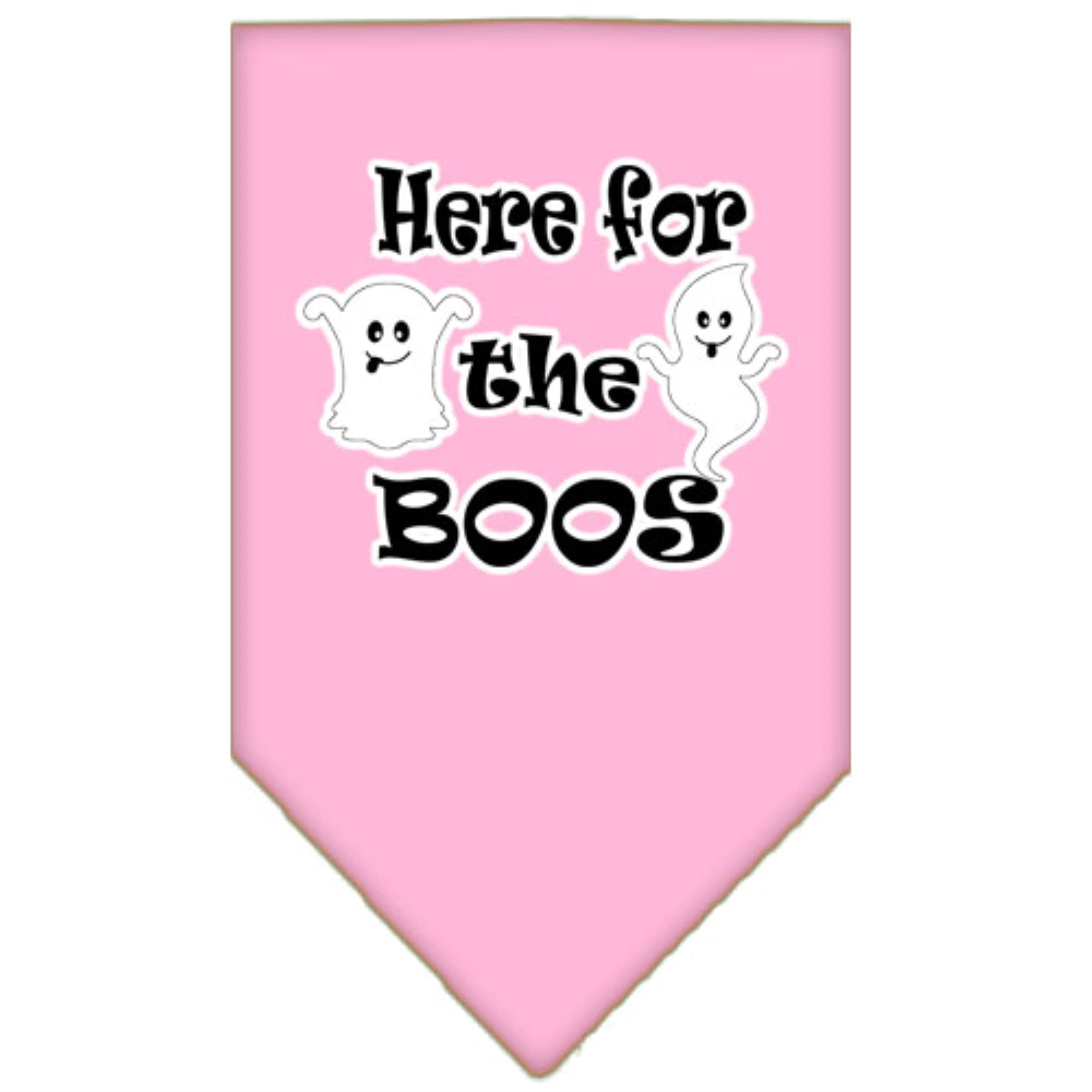 Halloween Pet and Dog Bandana Screen Printed, "Here For The Boos" Light Pink Small