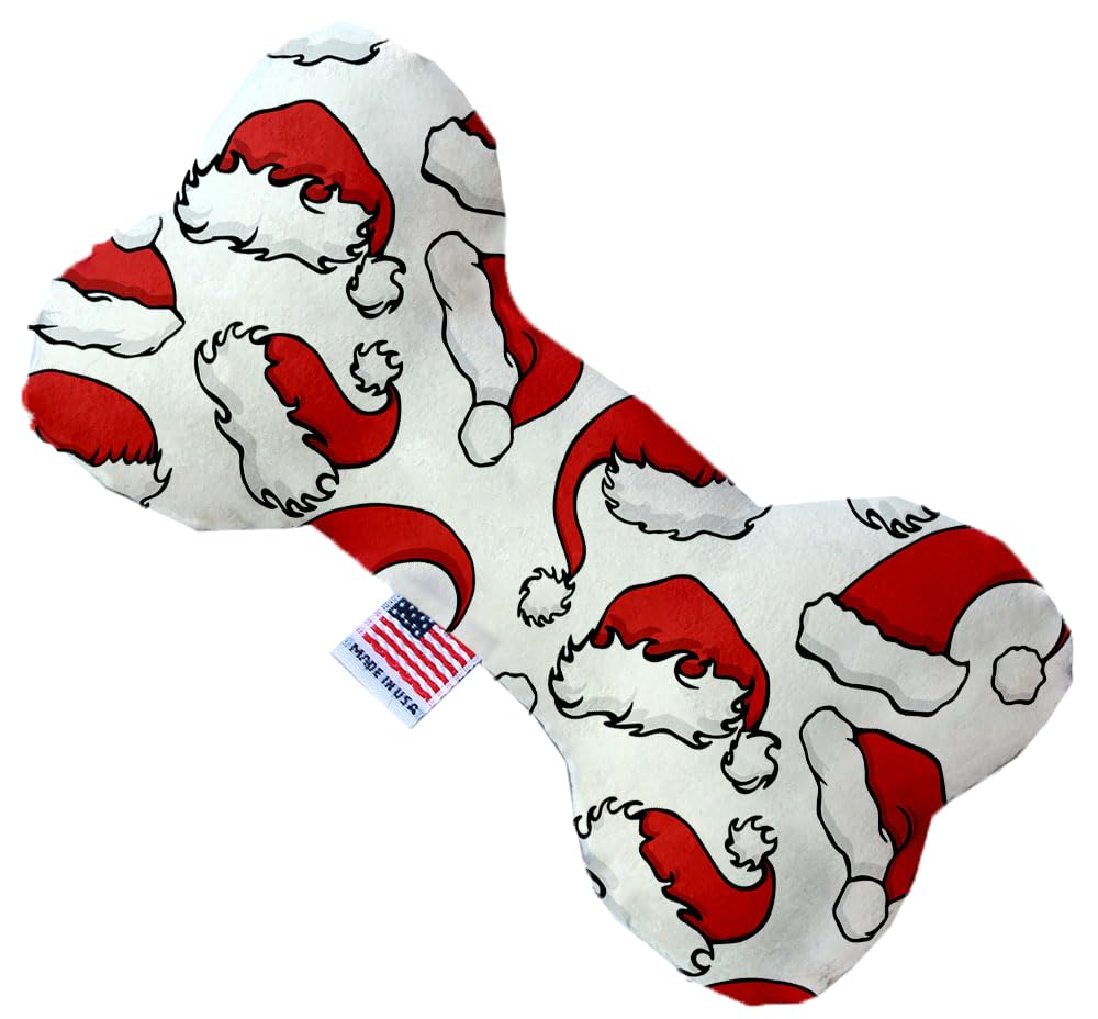 Pet and Dog Plush Heart or Bone Toy, &quot;Santa Group&quot; (Available in different sizes, and 8 different pattern options!) Santa Hats 10&quot; Plush Bone