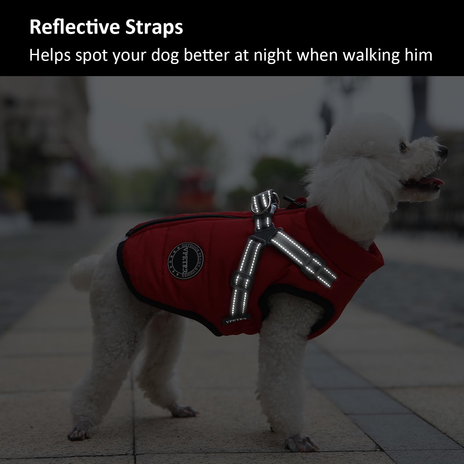 V.Pet.B.R Dog Winter Coat, Warm Padded Fleece Vest With Built-In Harness, Waterproof Windproof Reflective Cozy Snow Pet Coat Clo