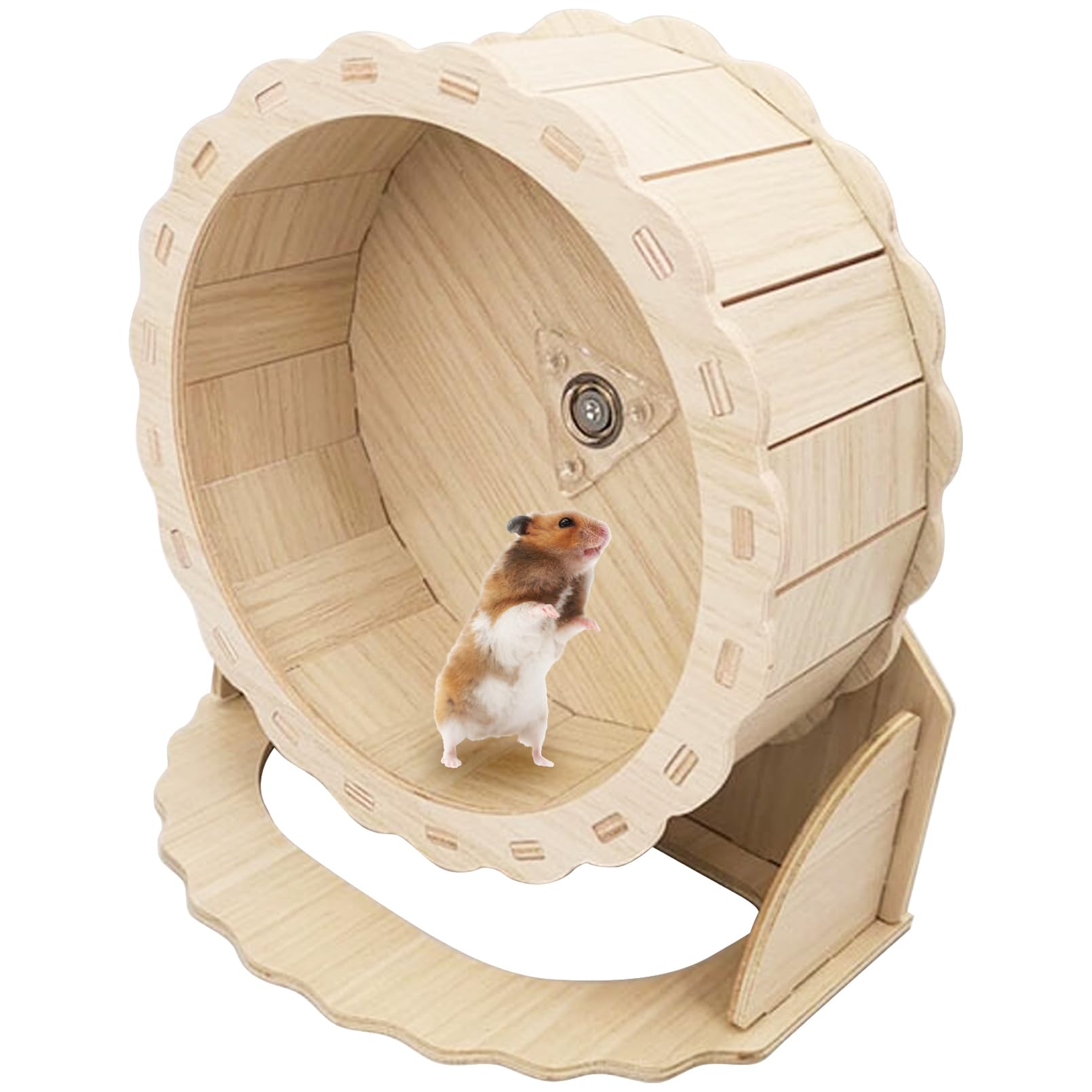 Hamiledyi Wooden Hamster Wheel, Small Pets Exercise Wheel, Silent Running Wheel for Gerbil, Mice, Dwarf Syrian Hamster (7.48in)