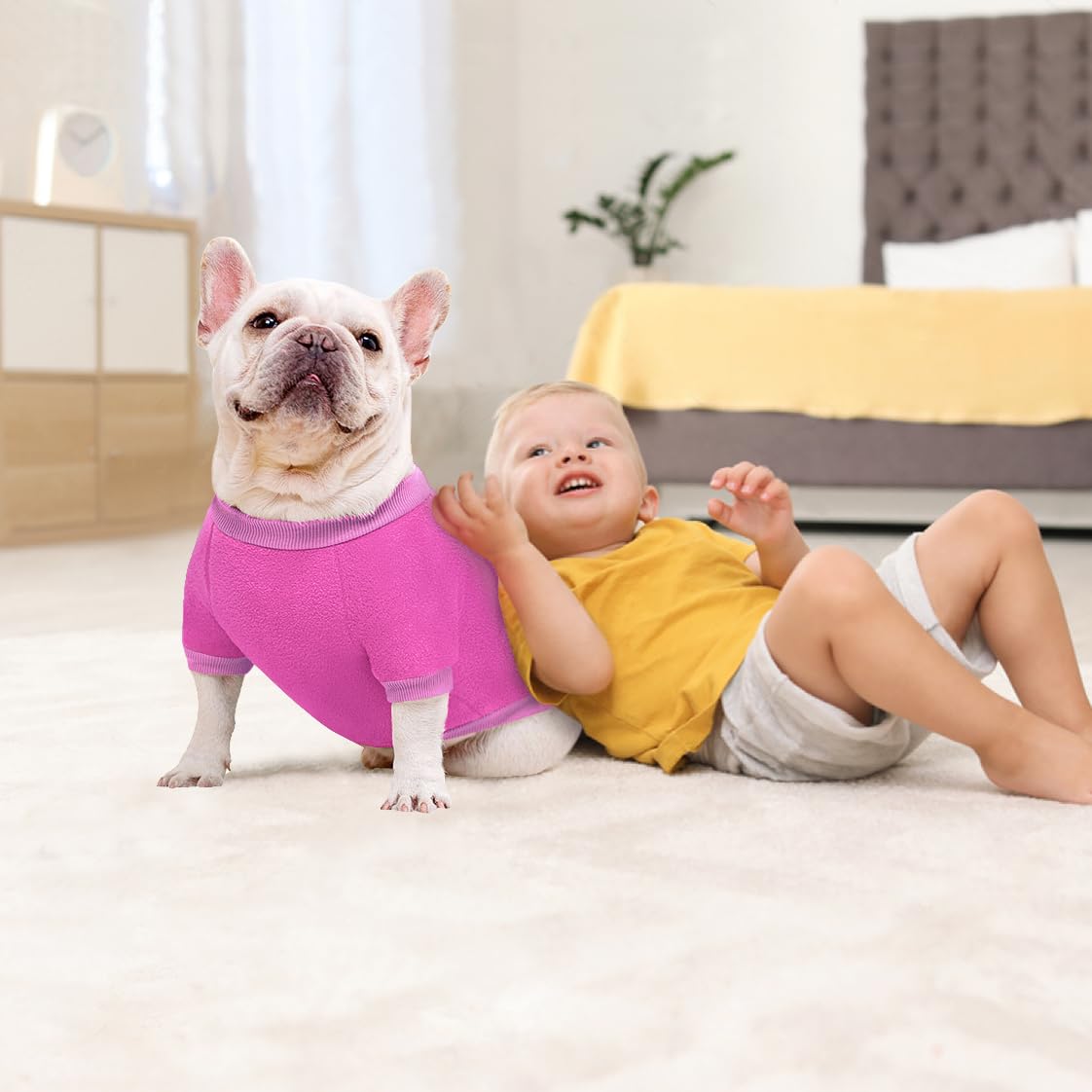 Idepet Dog Fleece Sweater - Soft Puppy & Cat Pullover Sweatshirt - Warm Winter Shirt - Classic Cat Apparel (Purple, Small)