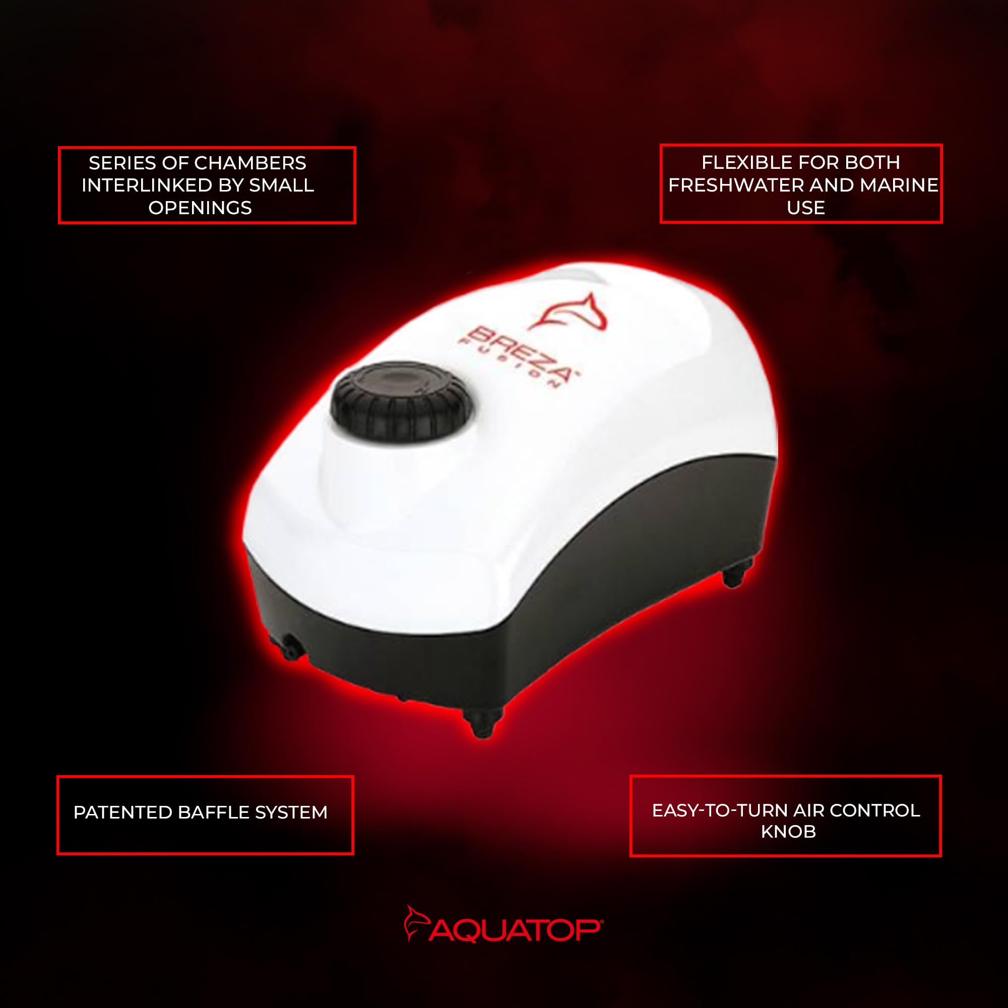 Aquatop Fusion Aquarium Air Pump Single Outlet Super Quiet Up To 55 Gal Fish Tank Bzf-400