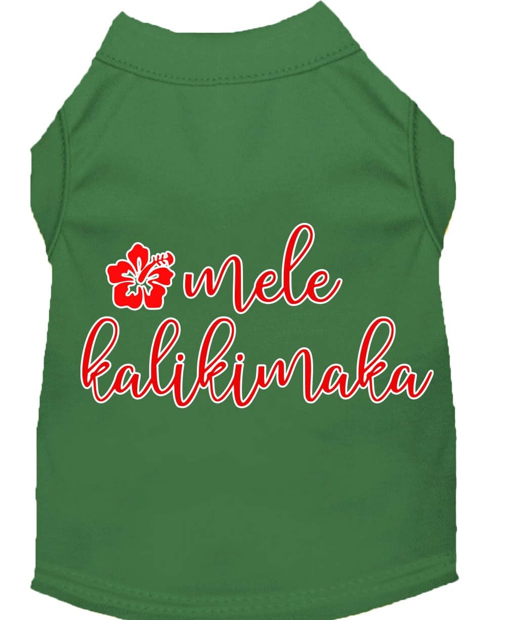 Christmas Pet Dog & Cat Shirt Screen Printed, &quot;Mele Kalikimaka&quot; Bright Pink LG (10-14 lbs.)
