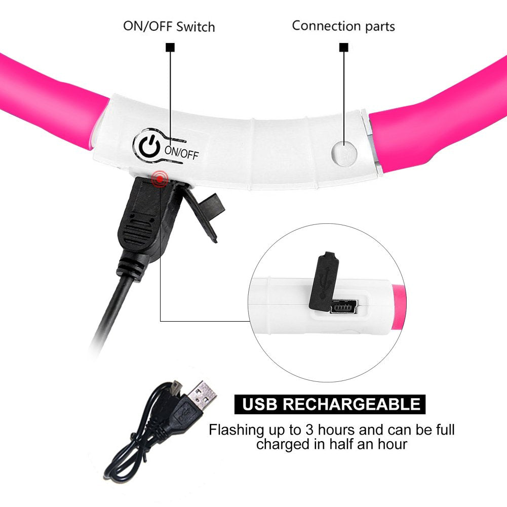 2 Pack LED Dog Collar, Rechargeable Light Up Dog Collars, Dog Collar for Night Walking, Improved Dog Safety & Visibility at Nigh