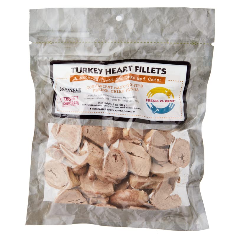 Fresh Is Best - Freeze Dried Healthy Raw Meat Treats for Dogs & Cats - Turkey Heart Fillets