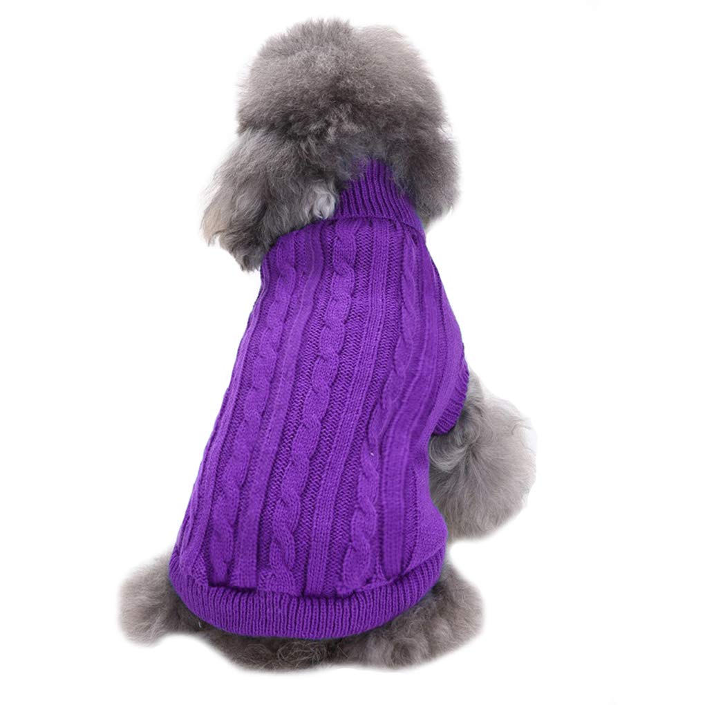 Chborchicen Small Dog Sweaters Knitted Pet Cat Sweater Warm Dog Sweatshirt Dog Winter Clothes Kitten Puppy Sweater (Medium, Purple)
