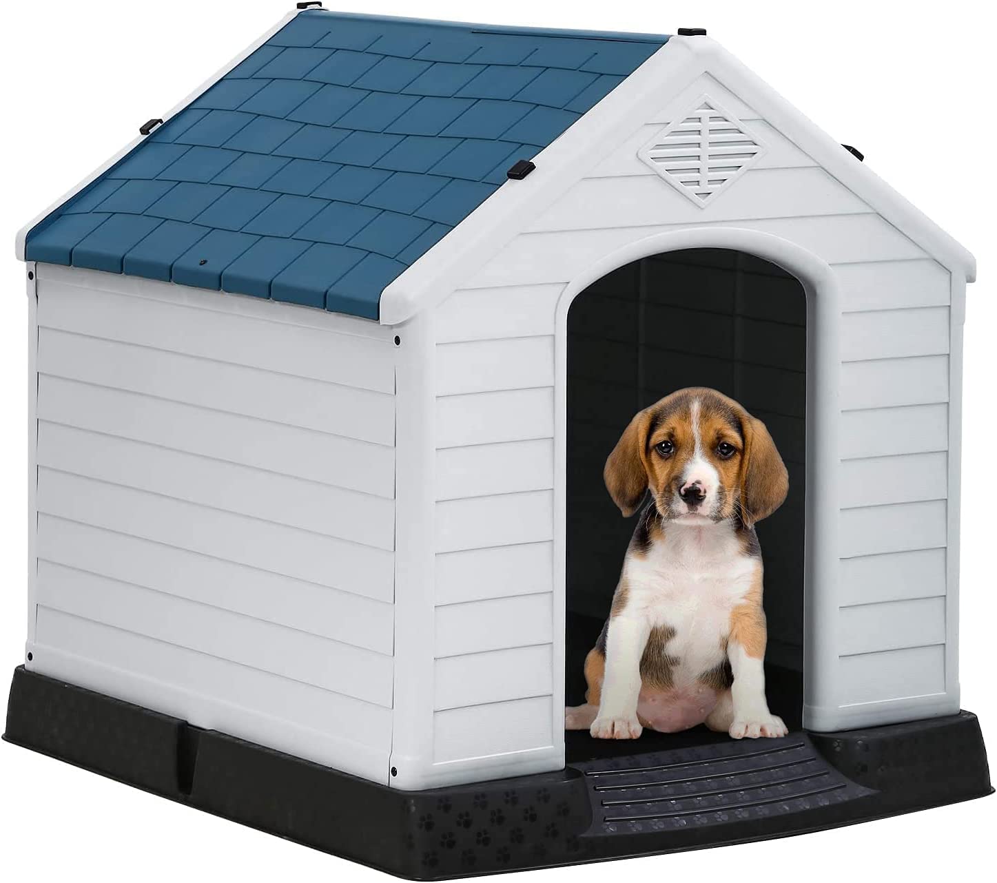 Indoor Outdoor Dog House Big Dog House For Small Medium Large Dogs 39 Inch High Plastic Dog Houses All Weather Dog House With Base Tough Durable House With Air Vents Elevated Floor Water Resistant
