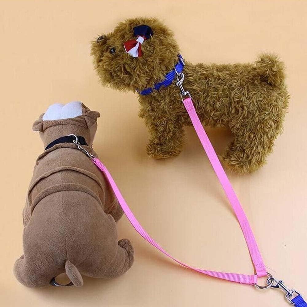 Black Double Dog Leash Lead,Adjustable Two Dog Leash Pet Traction Rope With D Coupler N Lead Collars, Pet Supplies