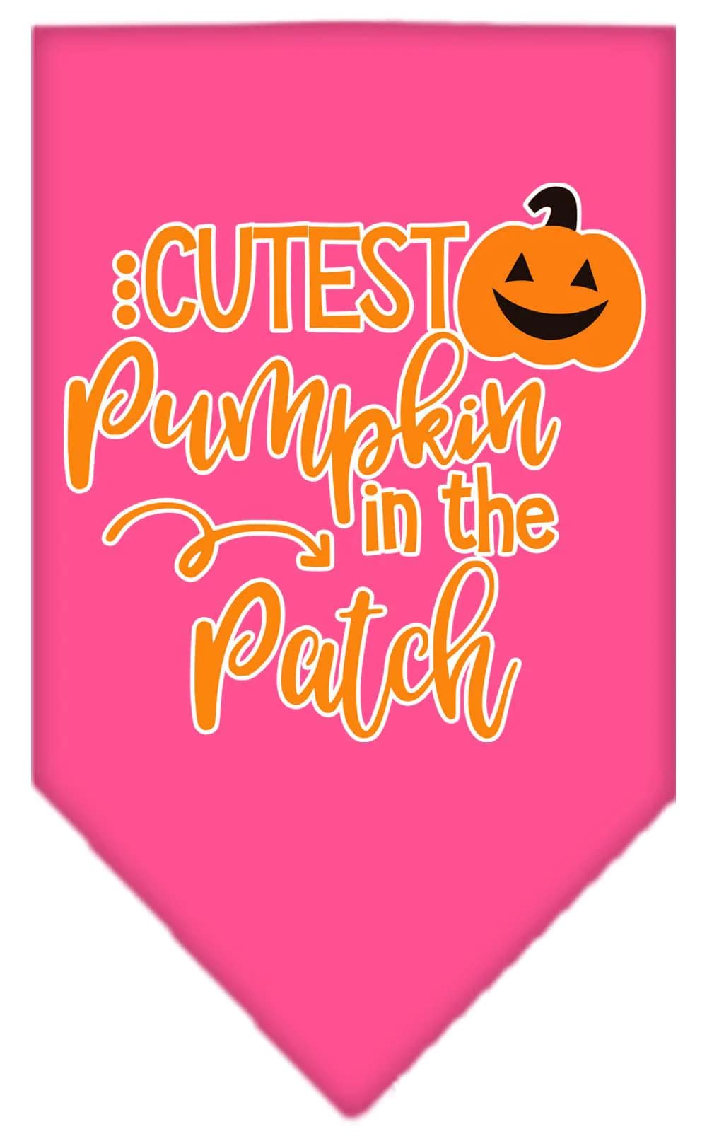 Halloween Pet and Dog Bandana Screen Printed, "Cutest Pumpkin In The Patch" Grey Large