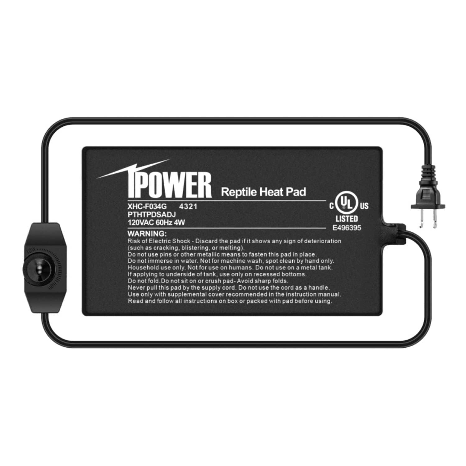 Ipower 4 By 7 Inch Reptile Heating Pad With Temperature Adjustable Controller Knob, Under Tank Warmer Terrarium Heat Mat For Rep
