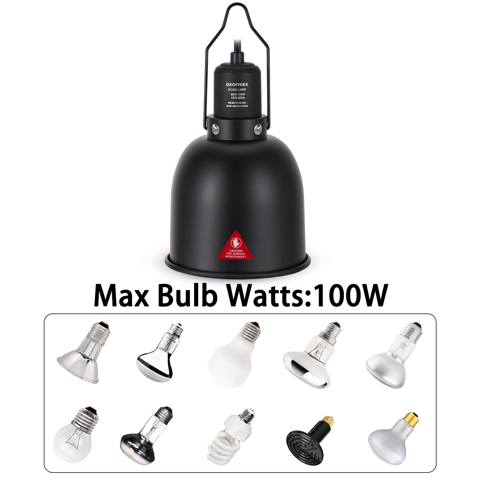 Dxophiex 5.5Inch Deep Dome Reptile Heat Lamp Reptile Light Fixture Uvb Reptile Light Fixture Max 100W For Bearded Dragon, Turtle