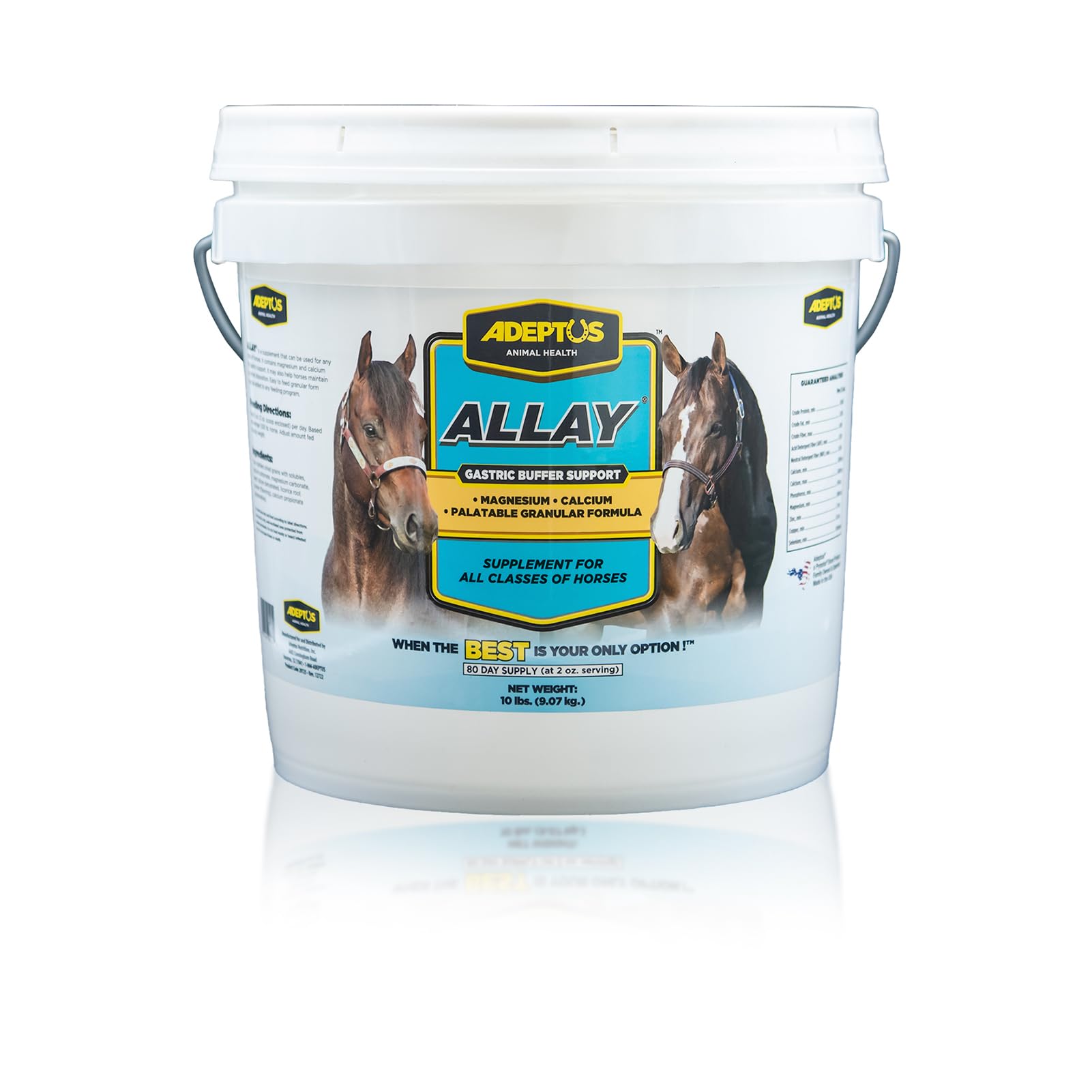 Adeptus Nutrition Allay Equine Supplement, Digestive Buffer w/Calcium & Magnesium, Calming Granular Formula w/Licorice, Prebioti