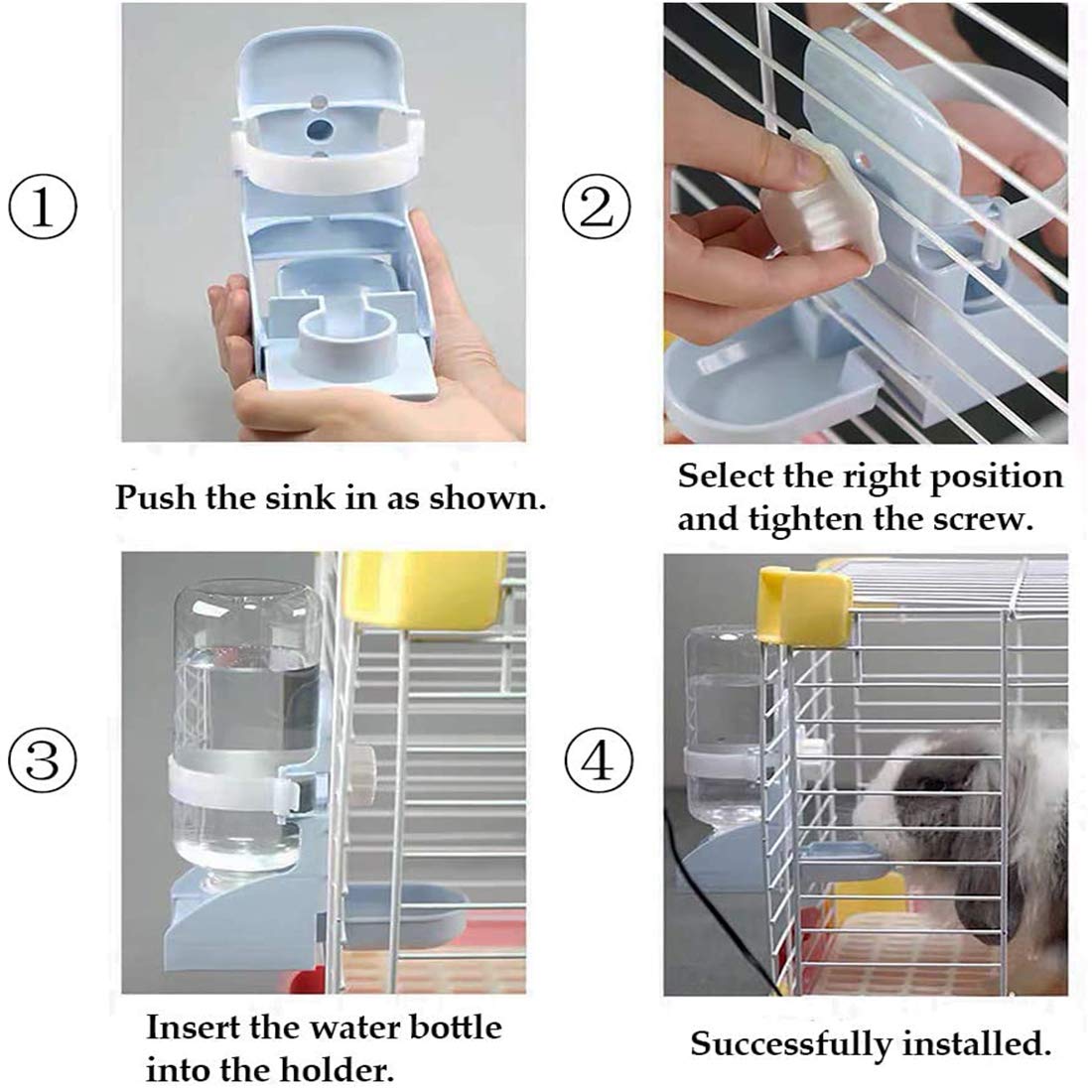 Kathson Rabbit Water Bottle, 17Oz Hanging Water Fountain Automatic Dispenser No Leak Waterfeeder For Bunny Chinchilla Guinea Pig Hedgehog Ferret