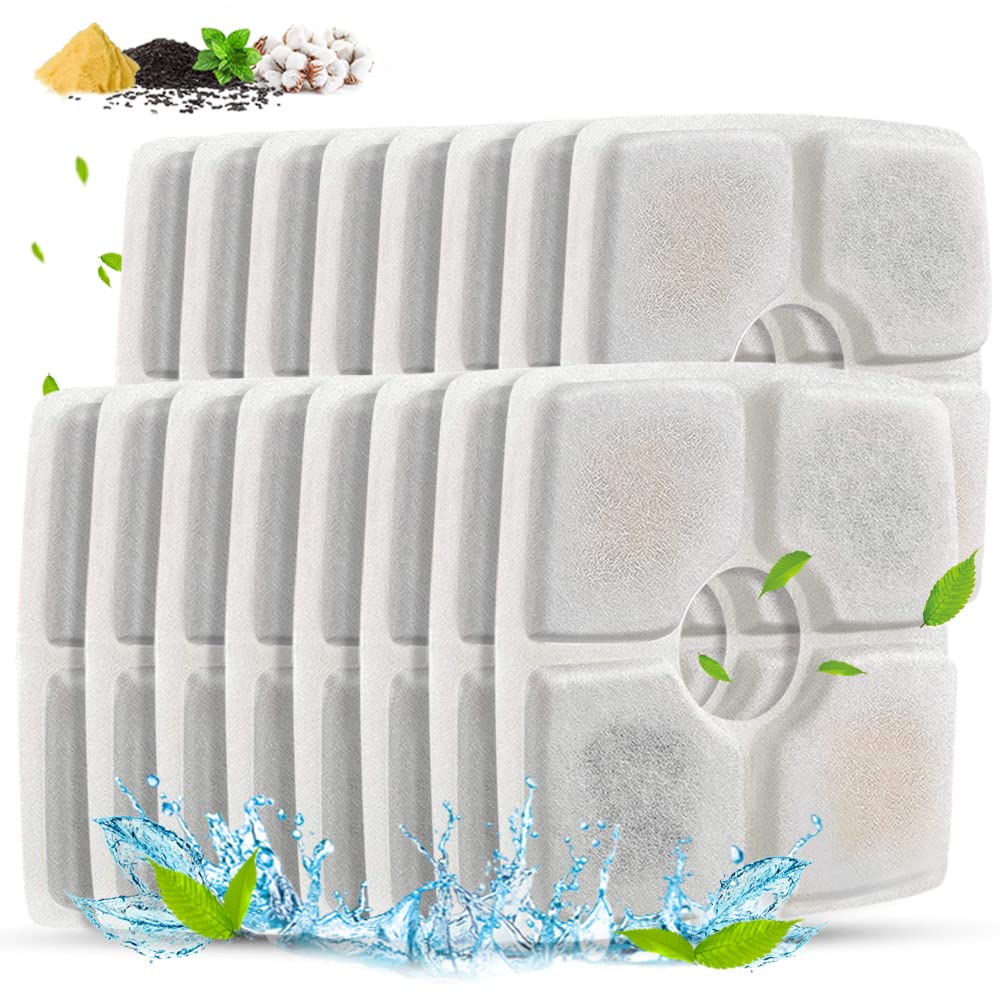 Comsmart Pet Fountain Filter Set, 3 Triple Filtration System Replacement Cat Water Fountain Filters For Square 84Oz/2.5L Automat