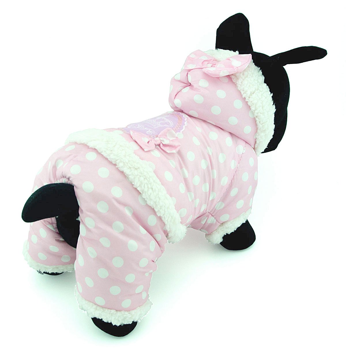 Selmai Polka Dots Hooded Warm Pet Fleece Jumpsuit Puppy Winter Snowsuit Small Dog Cat Coat Jacket Pjs Outfits Chihuahua Clothes