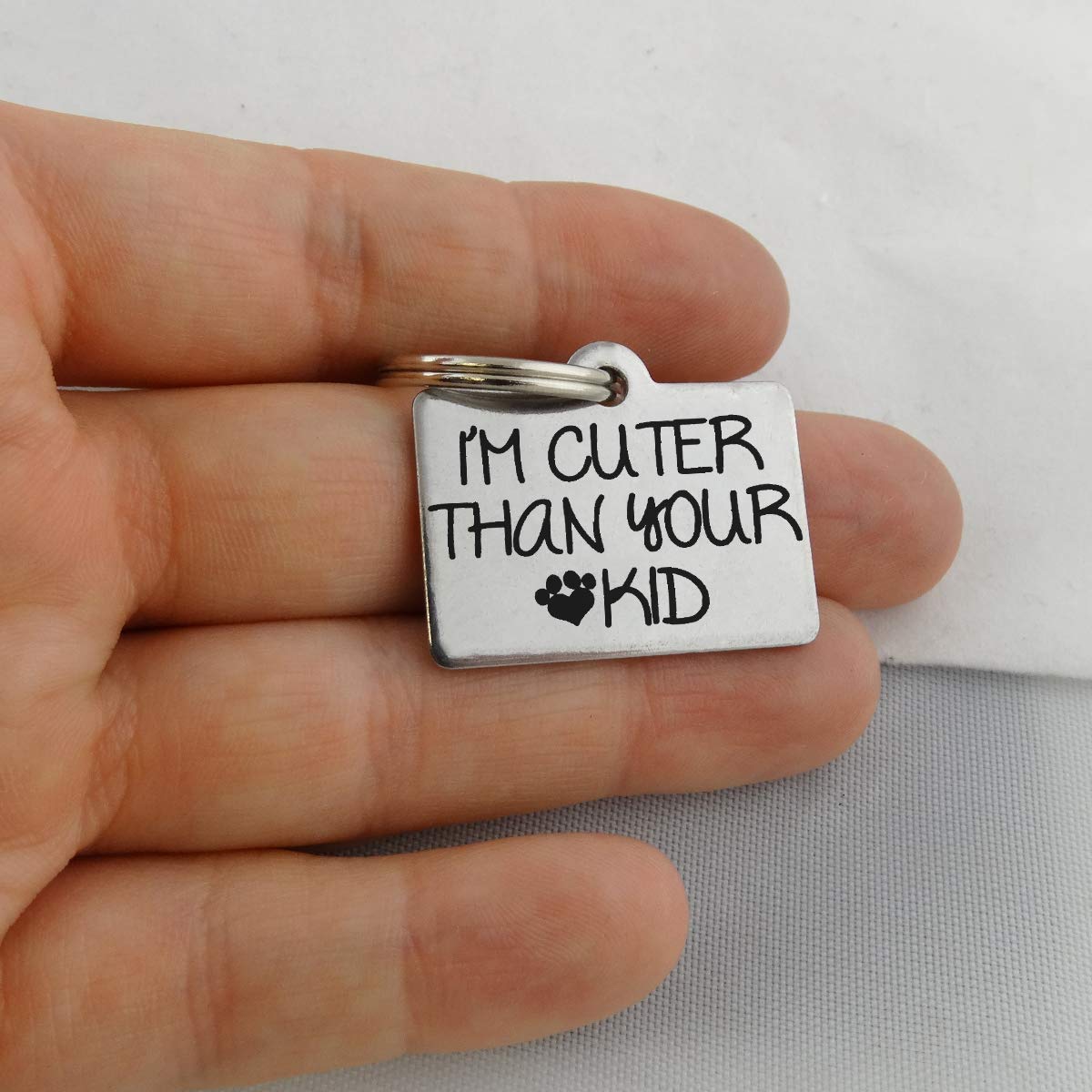 I'M Cuter Than Your Kid Personalized Pet Id Tag - 32Mm X 22Mm Double Sided Laser Engraved For Dog Or Cat