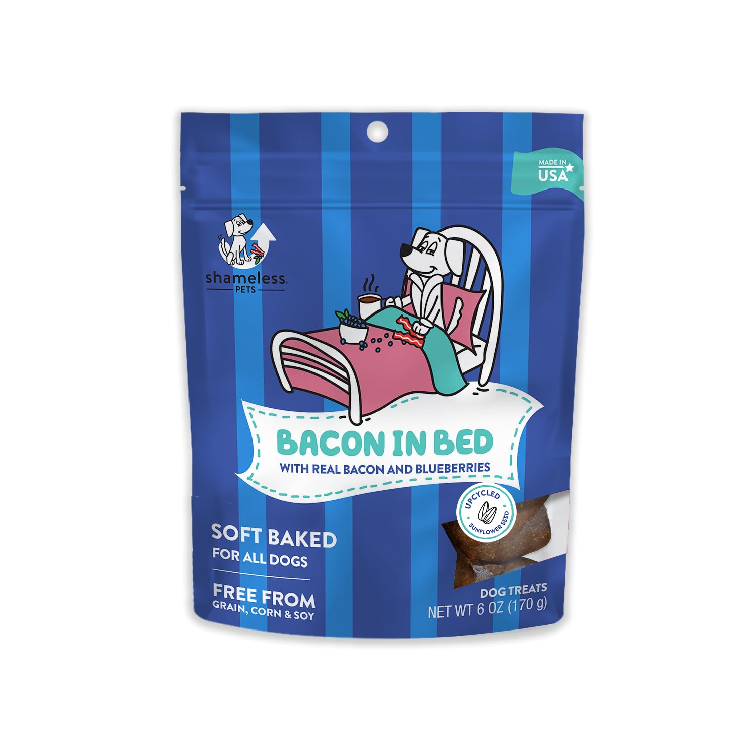 Shameless Pets Soft-Baked Dog Treats - Bacon in Bed Grain-Free Dog Snacks for Medium & Large Dogs, Natural & Healthy Dog Chews, 