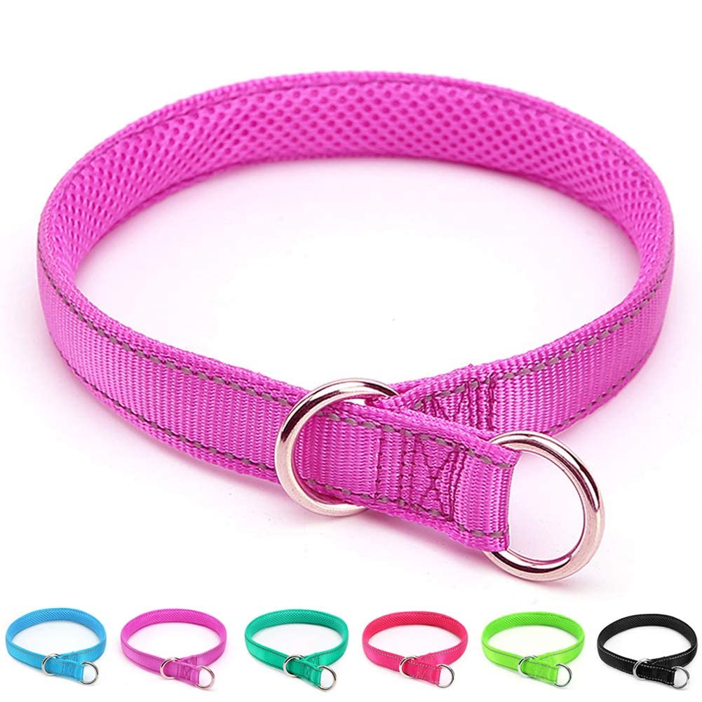 Mycicy Reflective Slip Collar, Soft Nylon Training Choke Collar For Dogs In Purple 22', Wide 1'