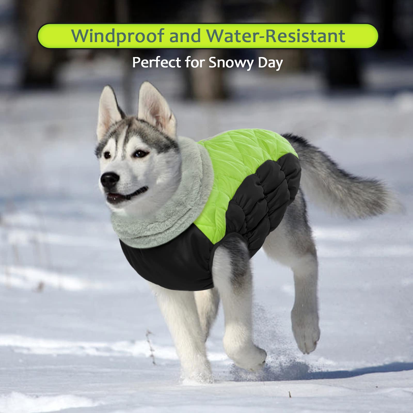 Lelepet Warm Dog Winter Coat,Large Dog Coat Waterproof Dog Jacket With Harness Dog Cold Weather Coats Windproof Reflective Dog Fleece Vest Turtleneck Zippered Dog Snow Jacket Dog Coats For Large Dogs
