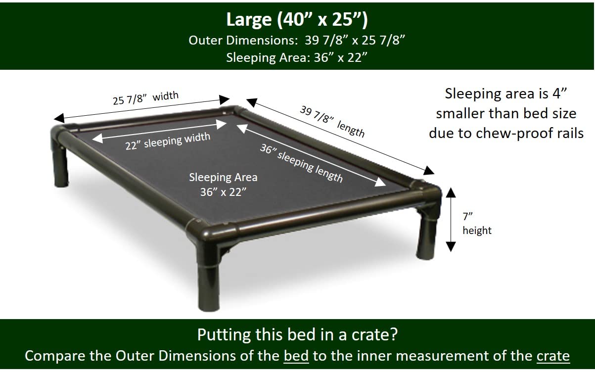 Kuranda Chewproof Dog Bed - Walnut PVC - 35'' x 23'' - Cordura Nylon - Smoke