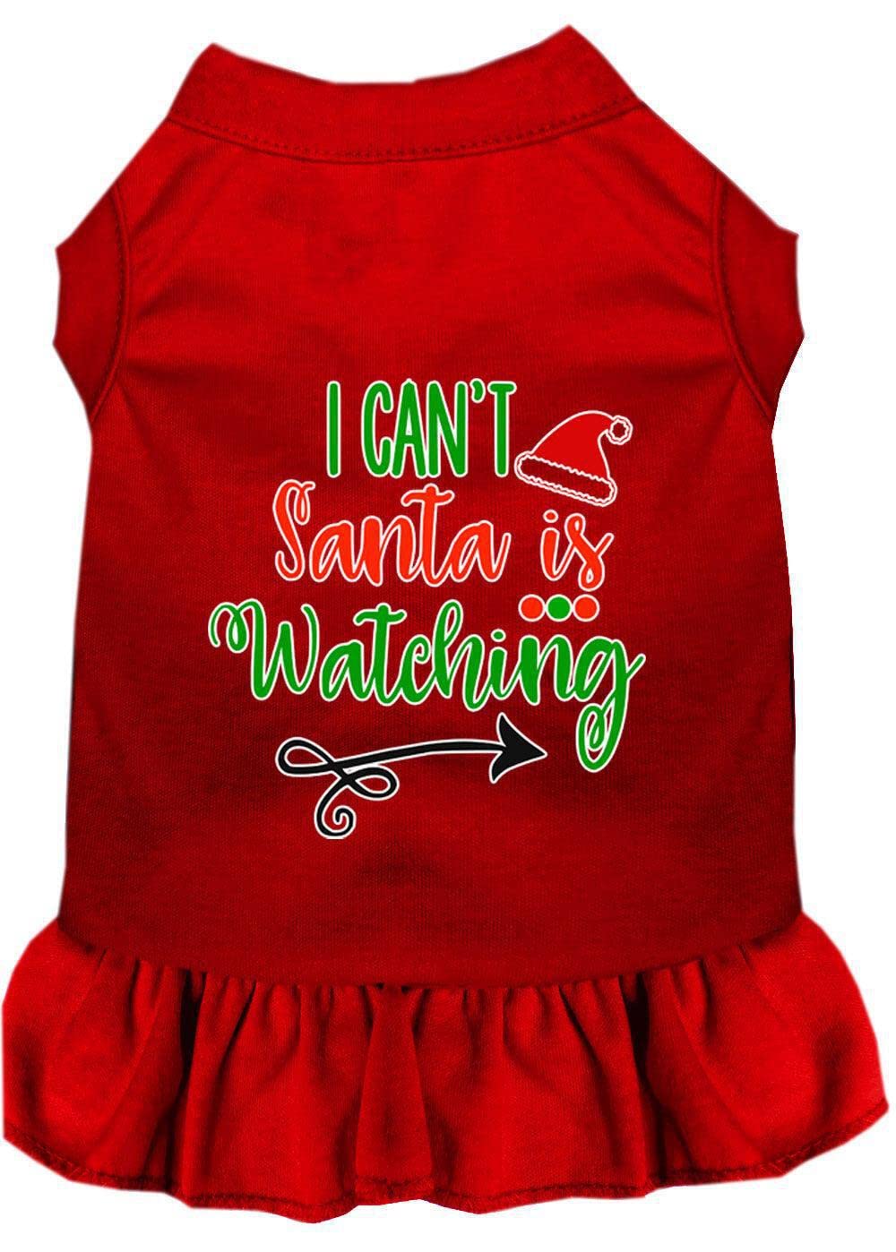 Christmas Pet Dog & Cat Dress Screen Printed, &quot;I Can't, Santa Is Watching&quot; Red 3XL (25-35 lbs.)