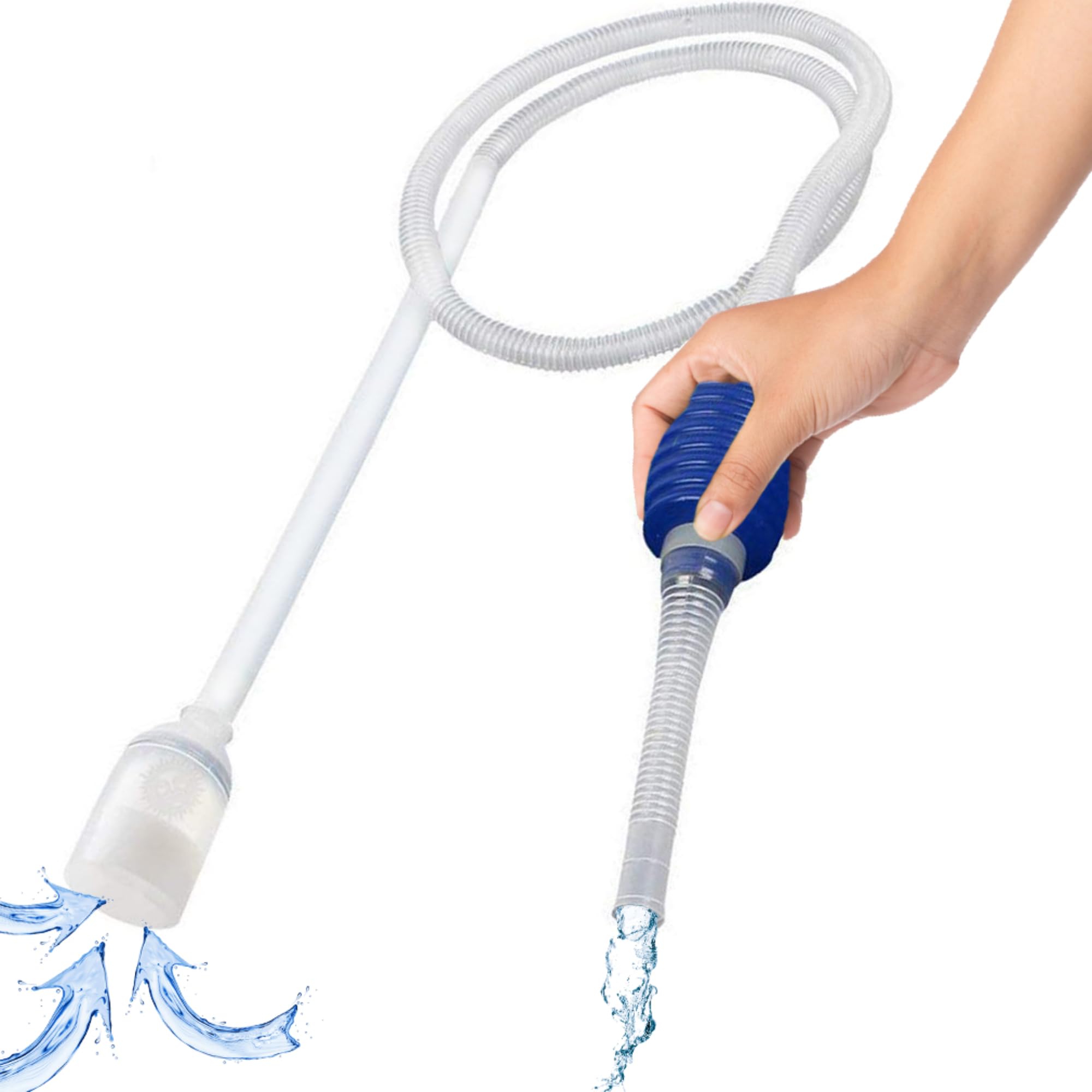 Sungrow Water Siphon Pump For Fish Tank With Priming Bulb, 35 Nozzle Net, 65-Inches, Long Nozzle Sand Cleaning Kit, Fish Gravel