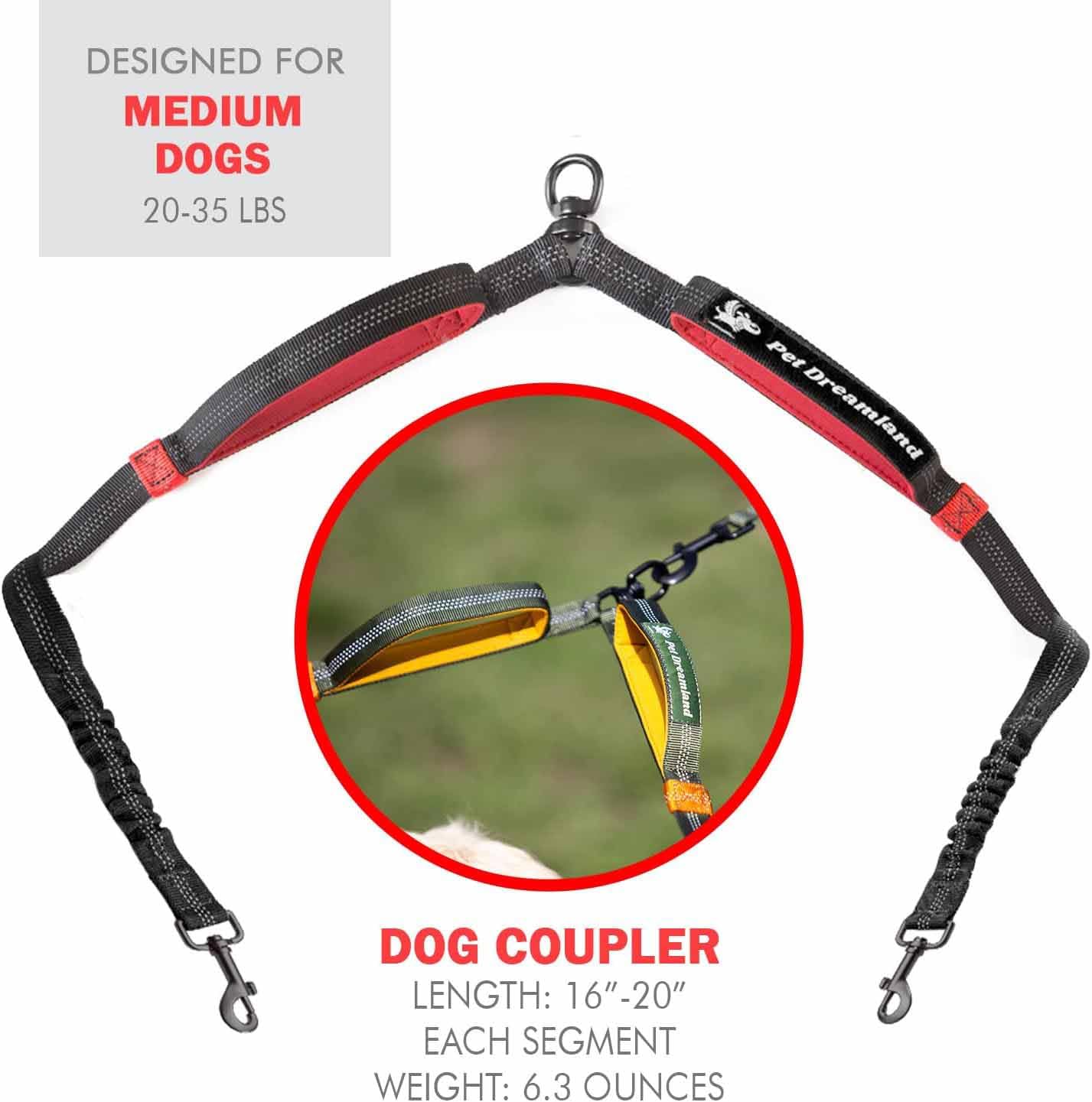 Double Dog Leash For Small Dogs | Two Dog Leash Coupler | 2 Way Dog Leash | Double Hook Dog Leash | Dual Dog Leash Tangle Free Medium Dogs | Split Dog Leash For 2 Dogs | 2 Point Control Dog Leash