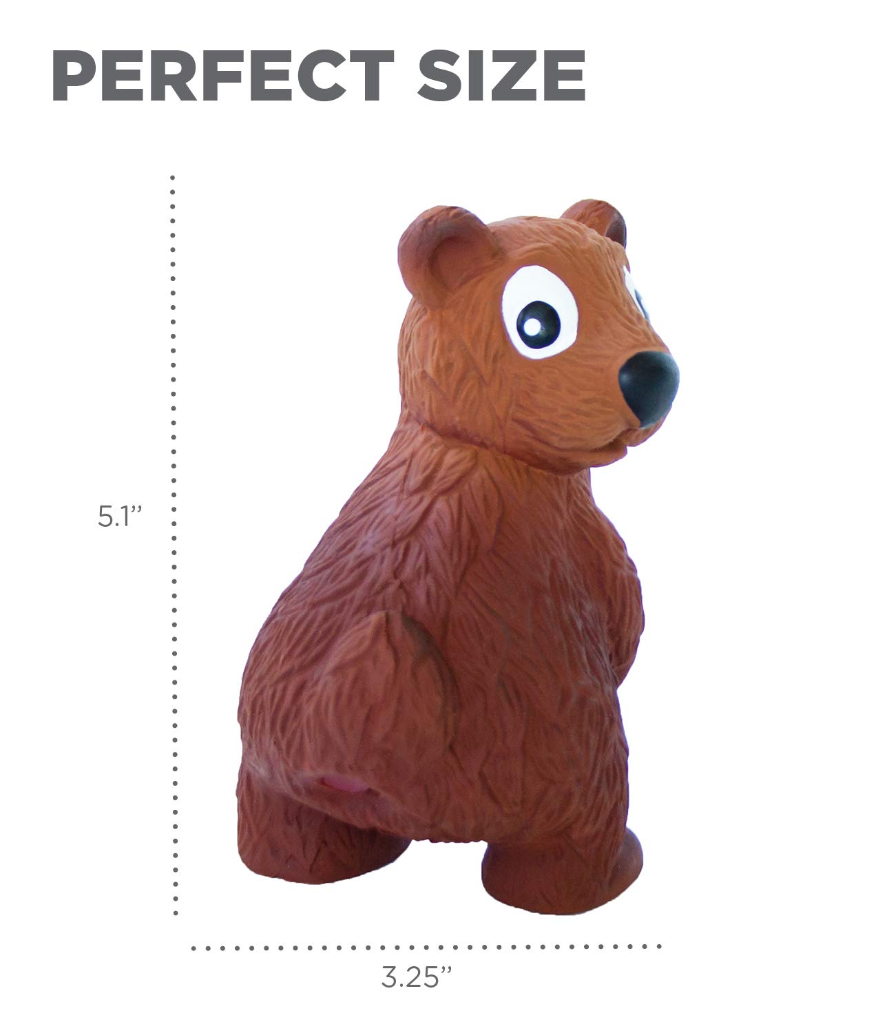 Outward Hound Tootiez Bear Grunting Latex Dog Toy, Small, Brown, Model 67813