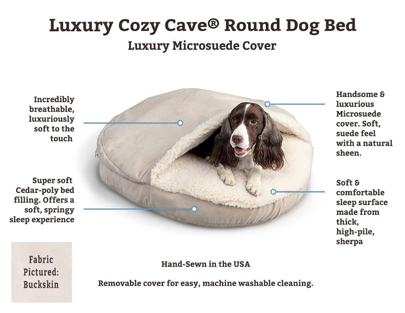 Snoozer Luxury Microsuede Cozy Cave Pet Bed, Large - Sapphire