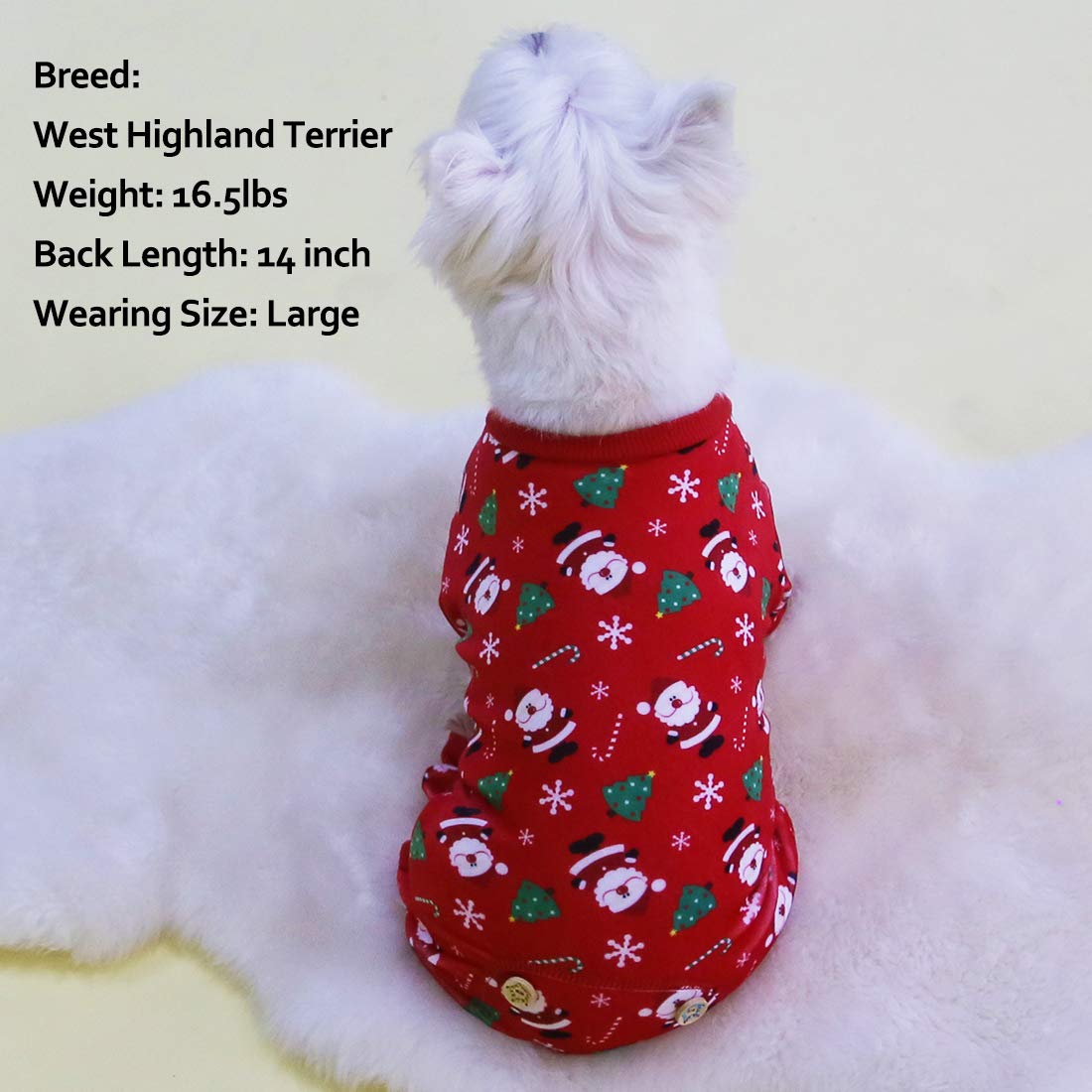 Kyeese New Year Dog Pajamas Santa Claus Dog Pjs For Small Dogs Holiday Dog Onesie Soft Velvet