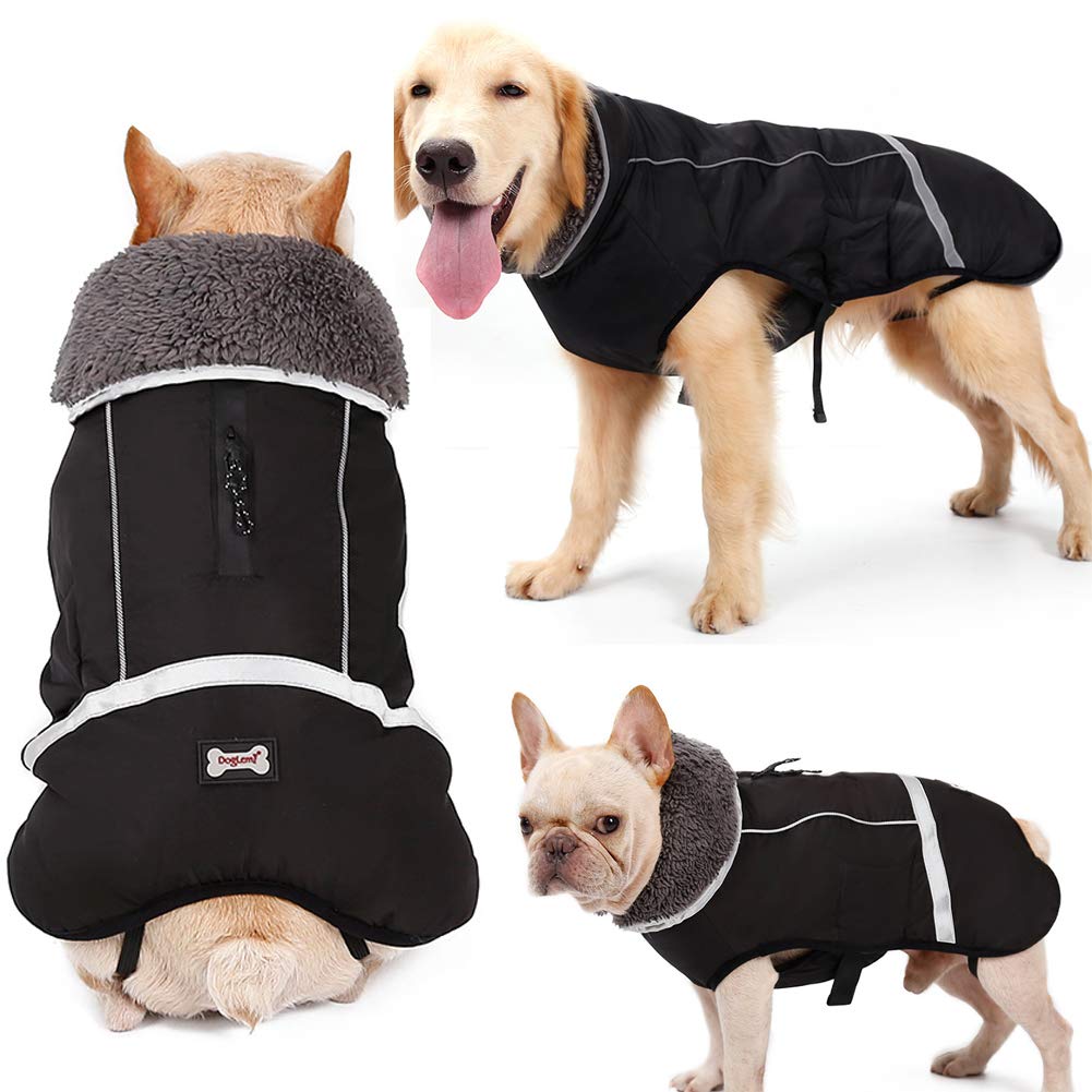 Qbleev Warm Dog Coat Reflective Dog Jacket, Waterproof Dog Winter Coat Turtleneck Dog Clothes For Cold Weather, Thick Fleece Lined Dog Outfit Pet Vest Apparel Snowsuit For Small Medium Large Dogs