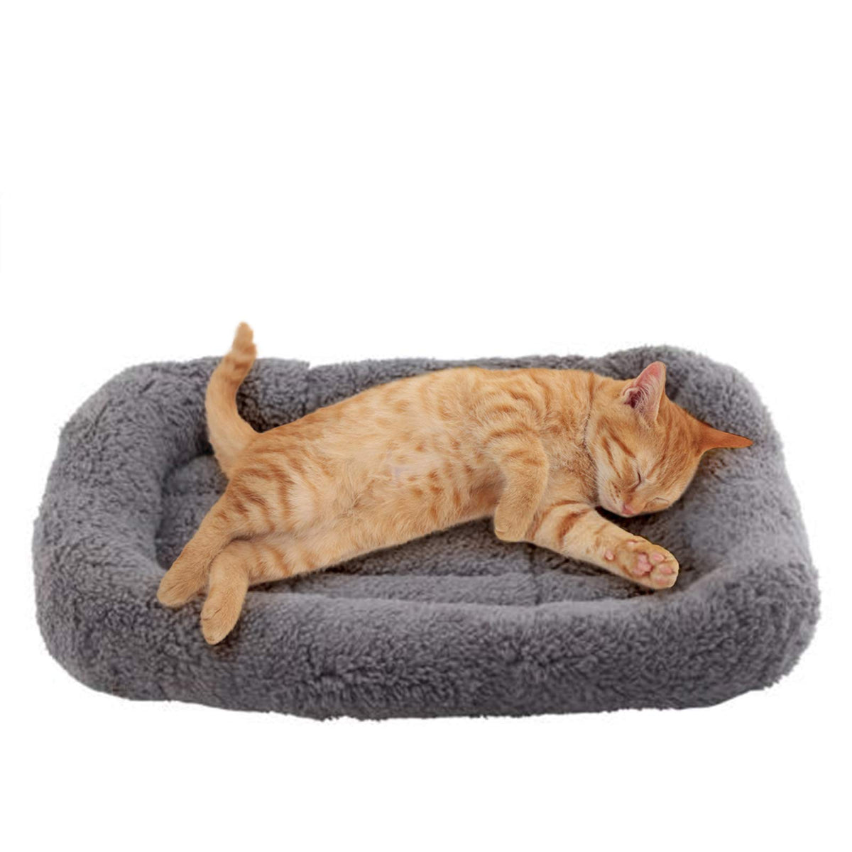 Enjoying Plush Cat Bed Mat 10' X 15' Pet Cushion With Pillow Around For Puppy Curling Sleep Cat Pad For Cat Carrier/Crate Dog Self-Warm Bed, Antiskid Bottom, Small