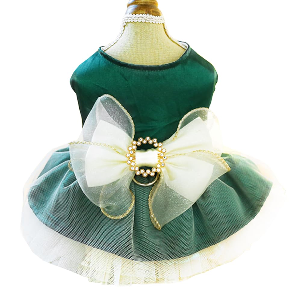 Aniac Retro Dog Tulle Dress With Leash Ring Spring Summer Girl Puppy Clothes For Small Dog Cat Apparel Formal Pet Prom Dress For