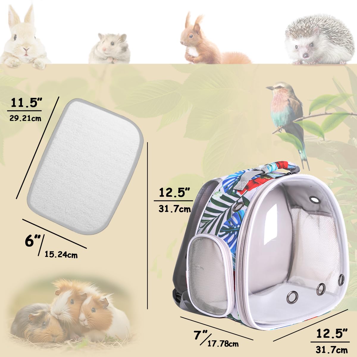 Hamster Backpack Carrier,Bearded Dragon Carrier Backpack For Kids With Clear Bubble Window,Small Animal Travel Backpack For Guin