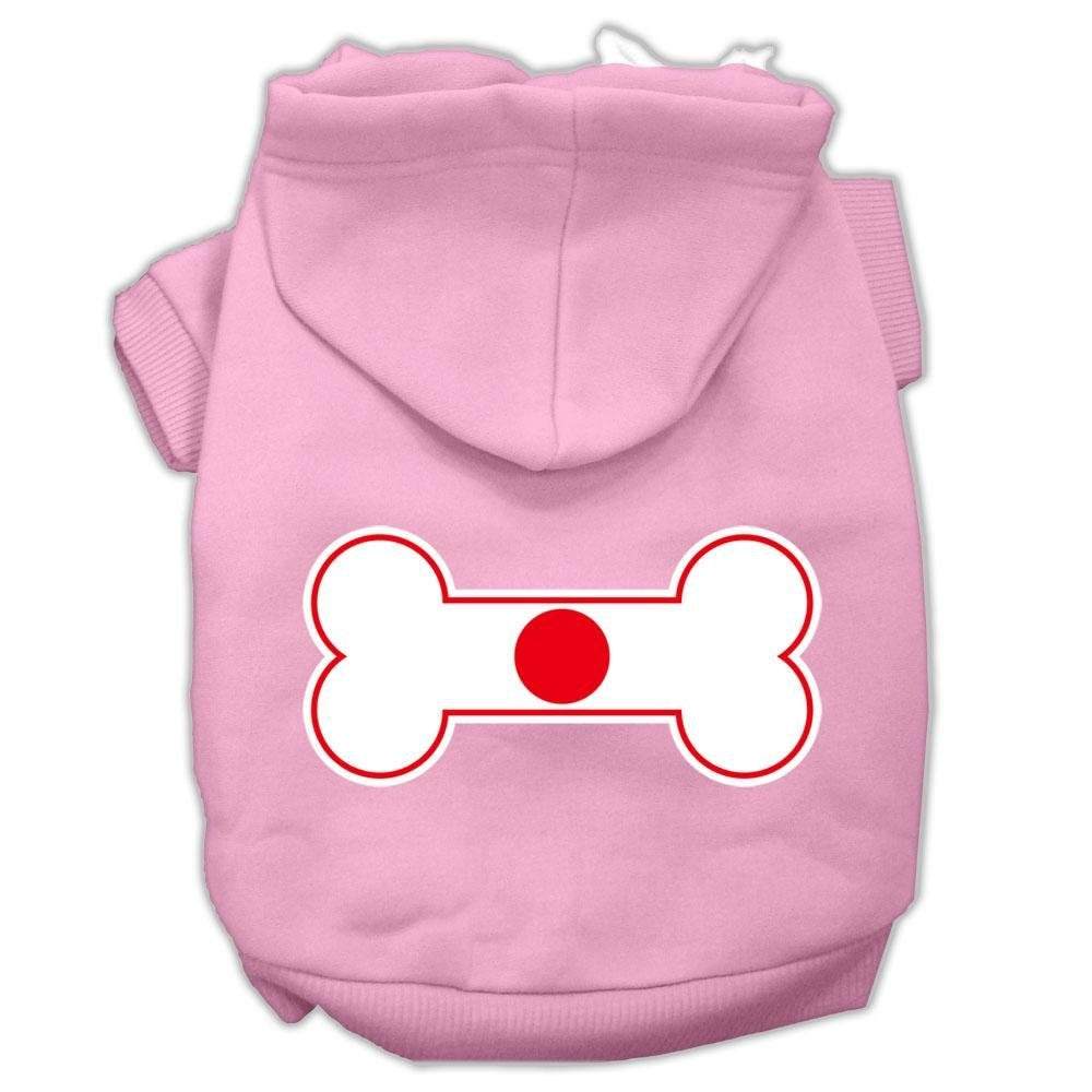 Pet, Dog & Cat Hoodie Screen Printed, 'Bone Flag Japan' Light Pink Xl (14-20 Lbs.)