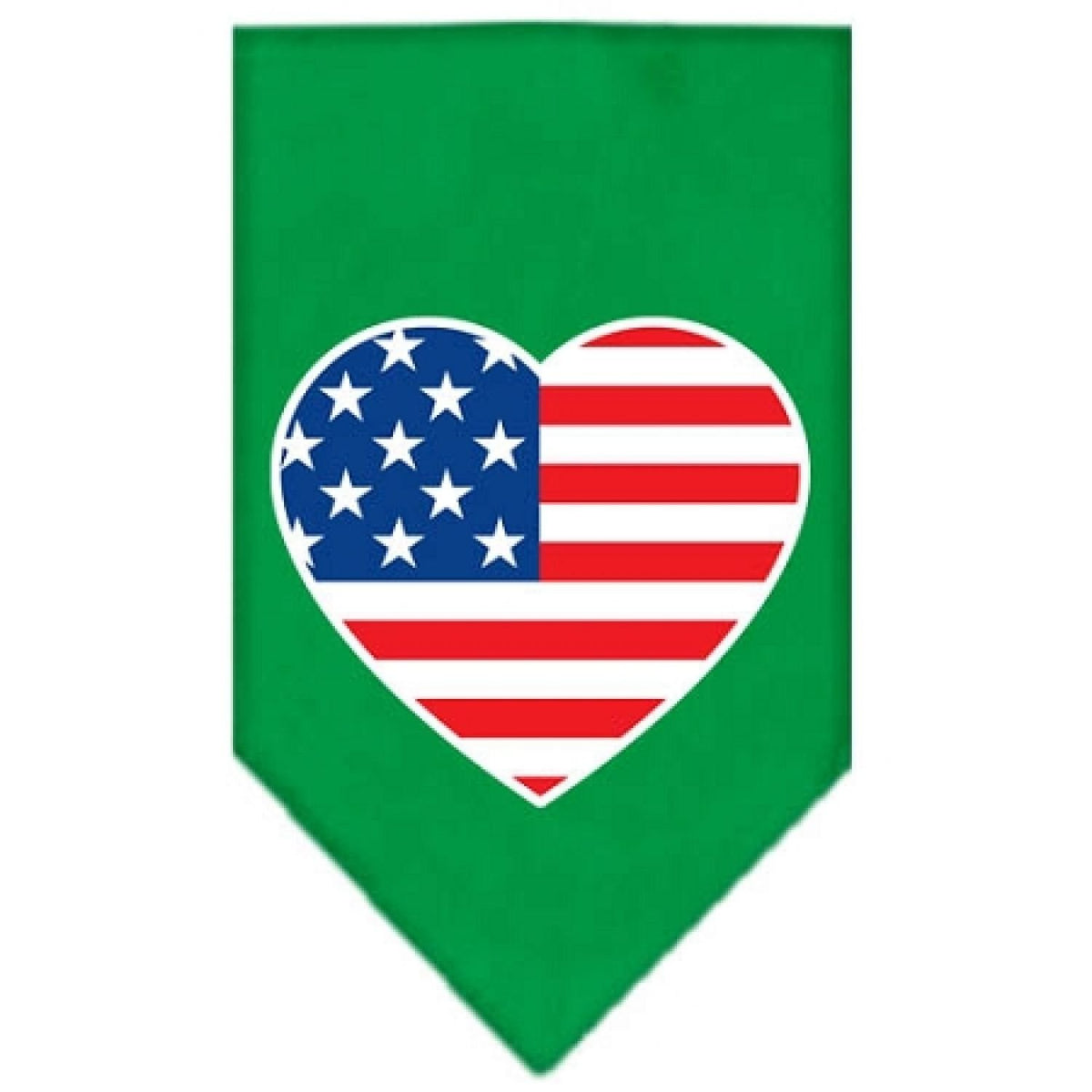 Mirage Pet Products American Flag Heart Screen Print Bandana Emerald Green, Large