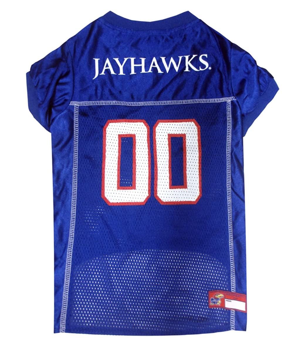 Pets First NCAA College Kansas Jayhawks Mesh Jersey for DOGS & CATS, X-Large. Licensed Dog Jersey with your Favorite Football/Ba