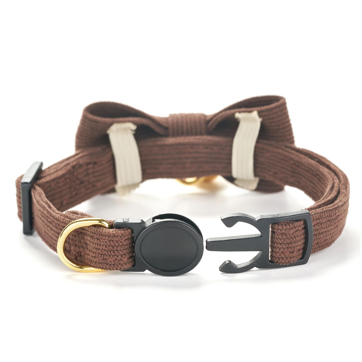 Petiry Soft Corduroy Cat Collar, Plaid Pattern, With Bell And Bowtie, Safety Breakaway Clasp, Adjustable For Kitten And Cats Bro