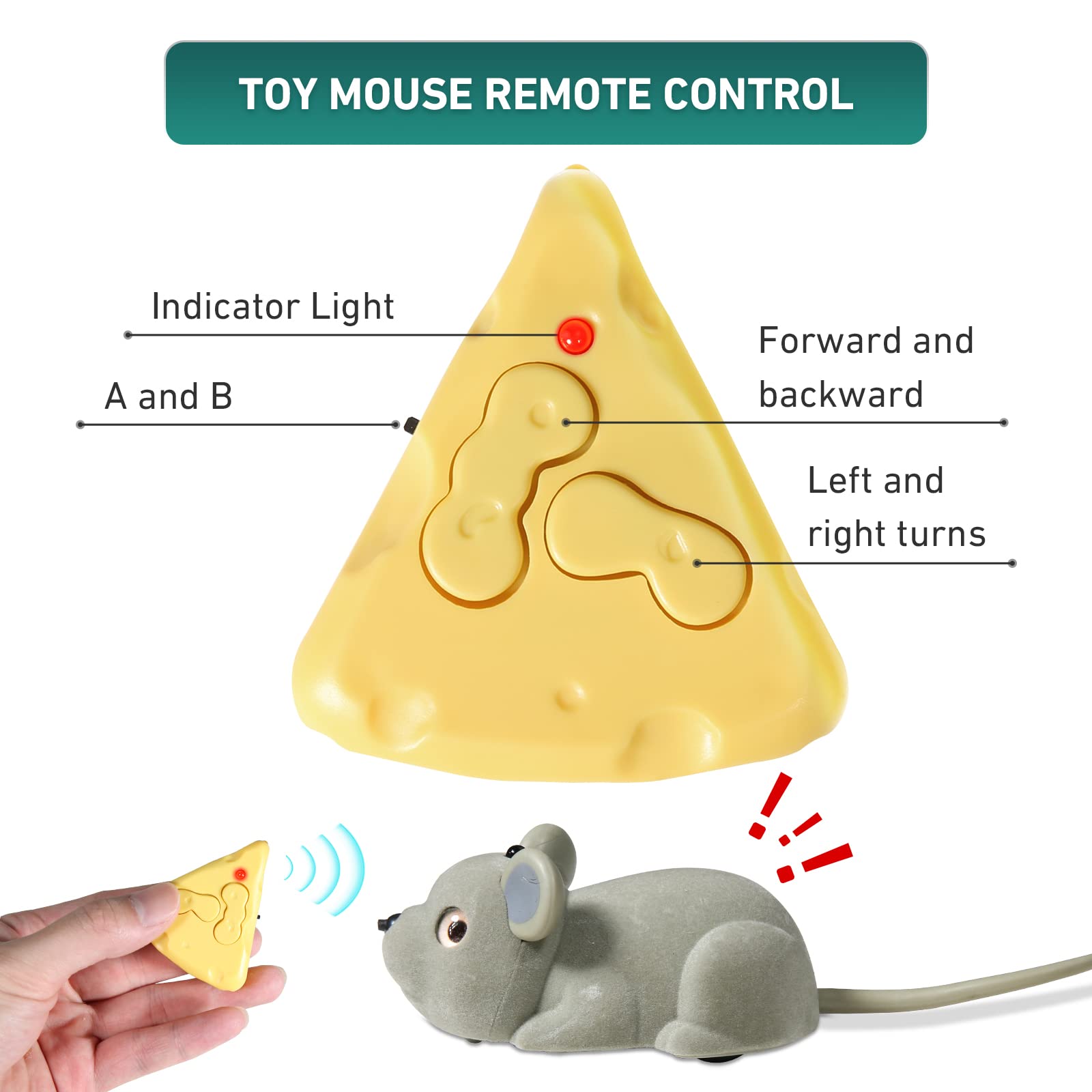Cat Toys Mice Interactive Kitten Snake, Remote Control And Smart Sensing Two Mode Mouse Rechargeable, Automatically Sense Obstac