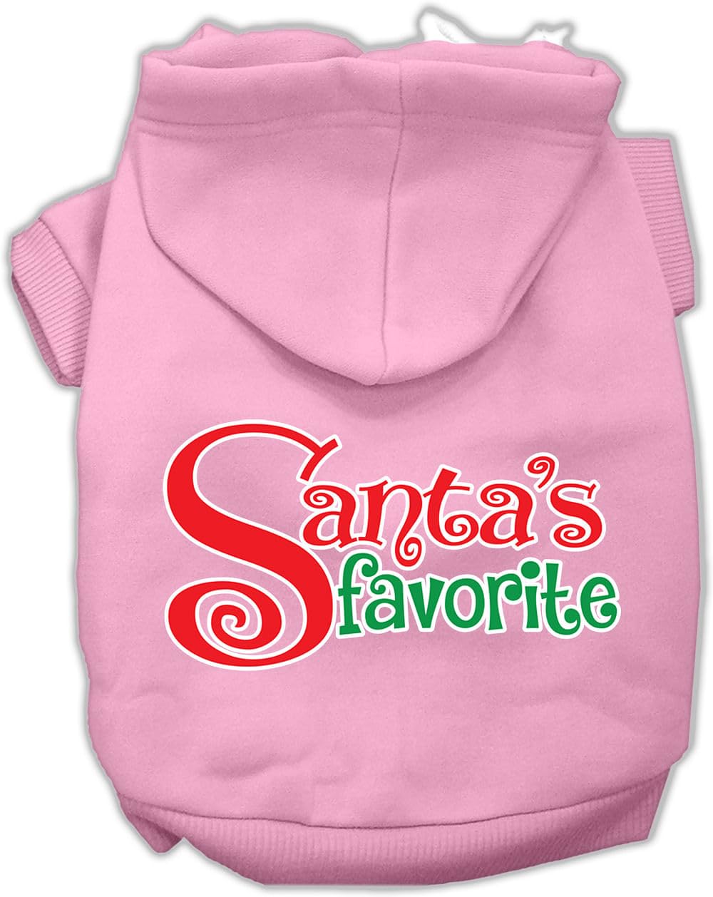 Mirage Pet Products Santa'S Favorite Screen Print Pet Hoodie, Size 16, Light Pink