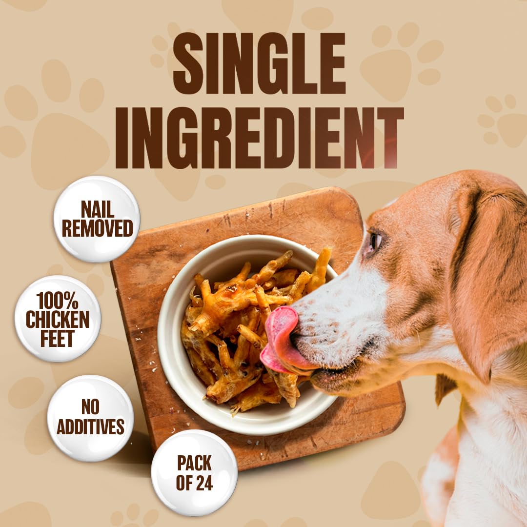 The Primal Theory Dehydrated Chicken Feet for Dogs - Single Ingredient Dog Chews - Made in USA - 100% Digestible Chicken Foot Tr