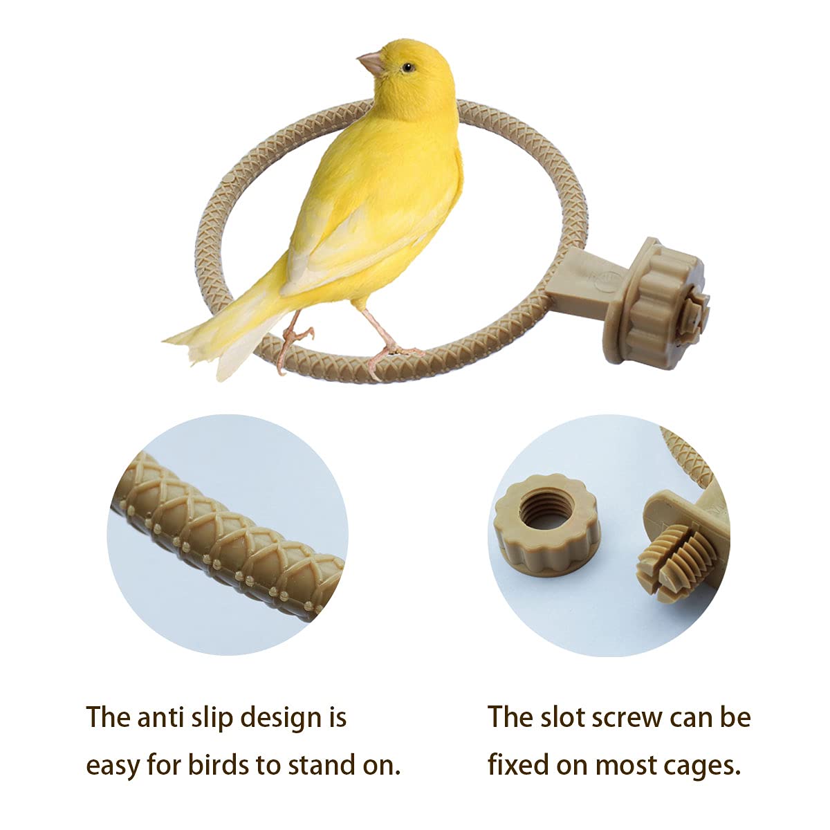 Foiburely 2 Ring Plastic Stand Perches Holders Canary Finch Budgie Bird Cage Universal Plastic Stand Perches Holders(4.6 Inches)