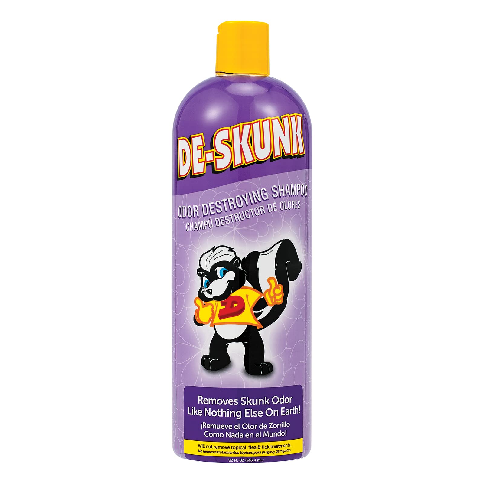 De-Skunk Odor Destroying Shampoo for Dogs, 32 oz. - Formulated with Powerful De-Greasers, Skunk Odor Remover for Pets, Carpet, F